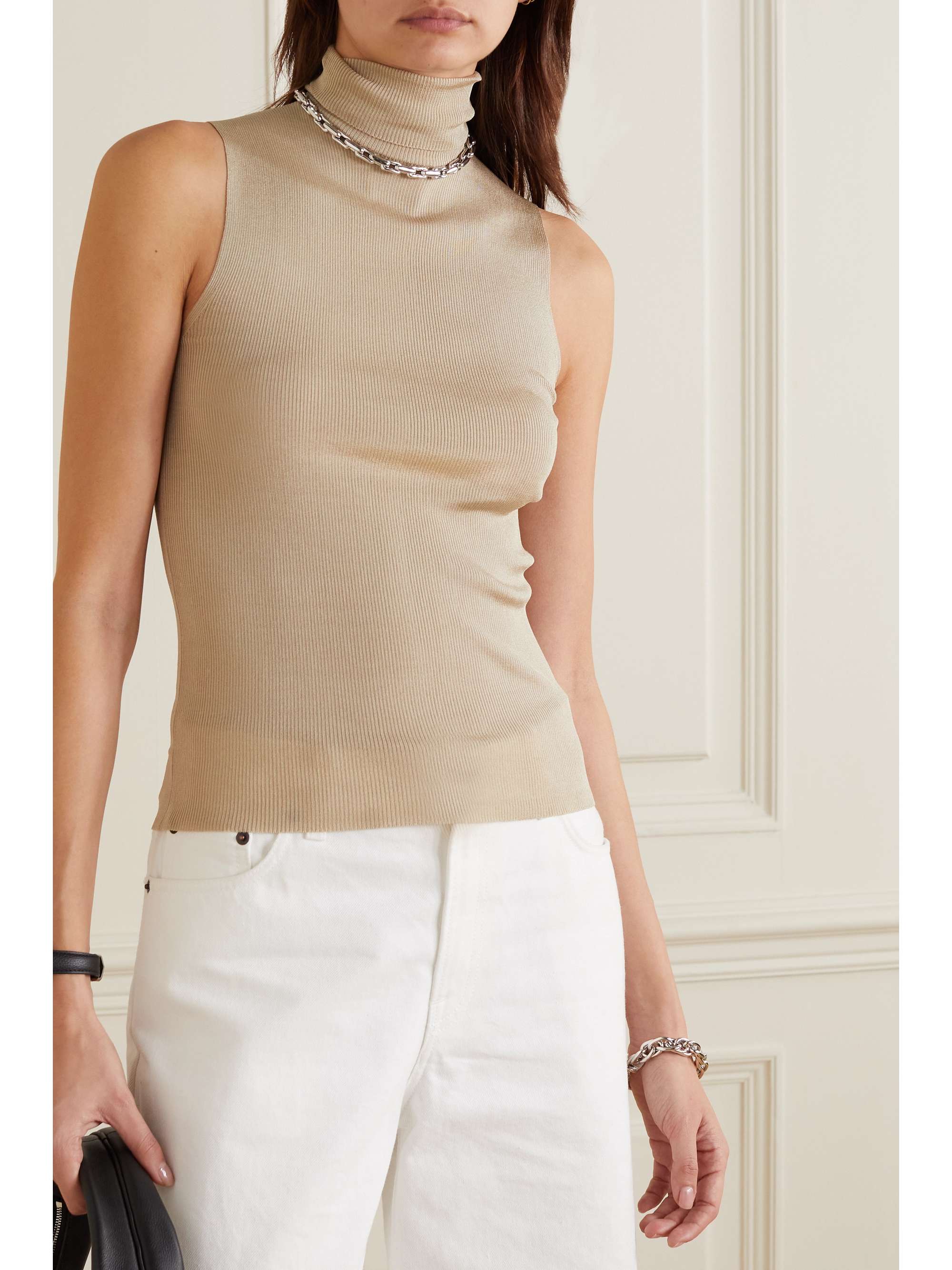 THE ROW Desio ribbed silk turtleneck top