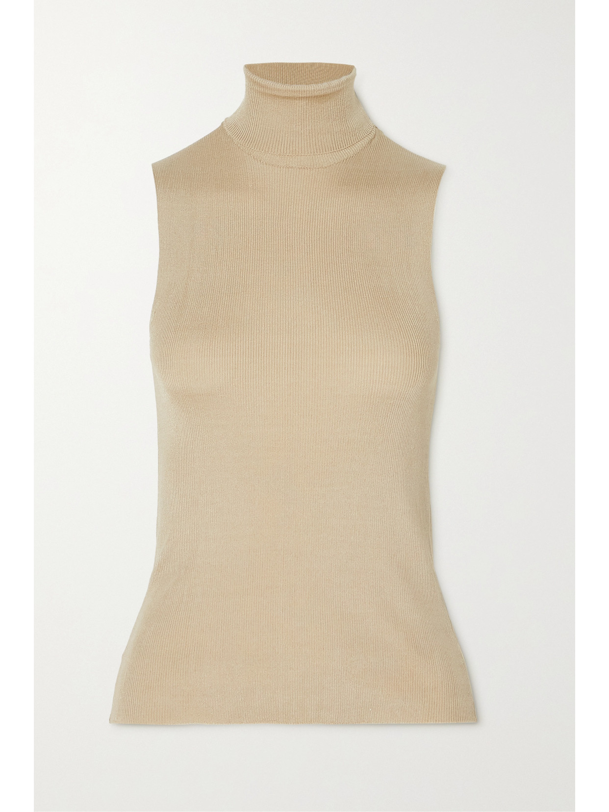 THE ROW DESIO RIBBED SILK TURTLENECK TOP