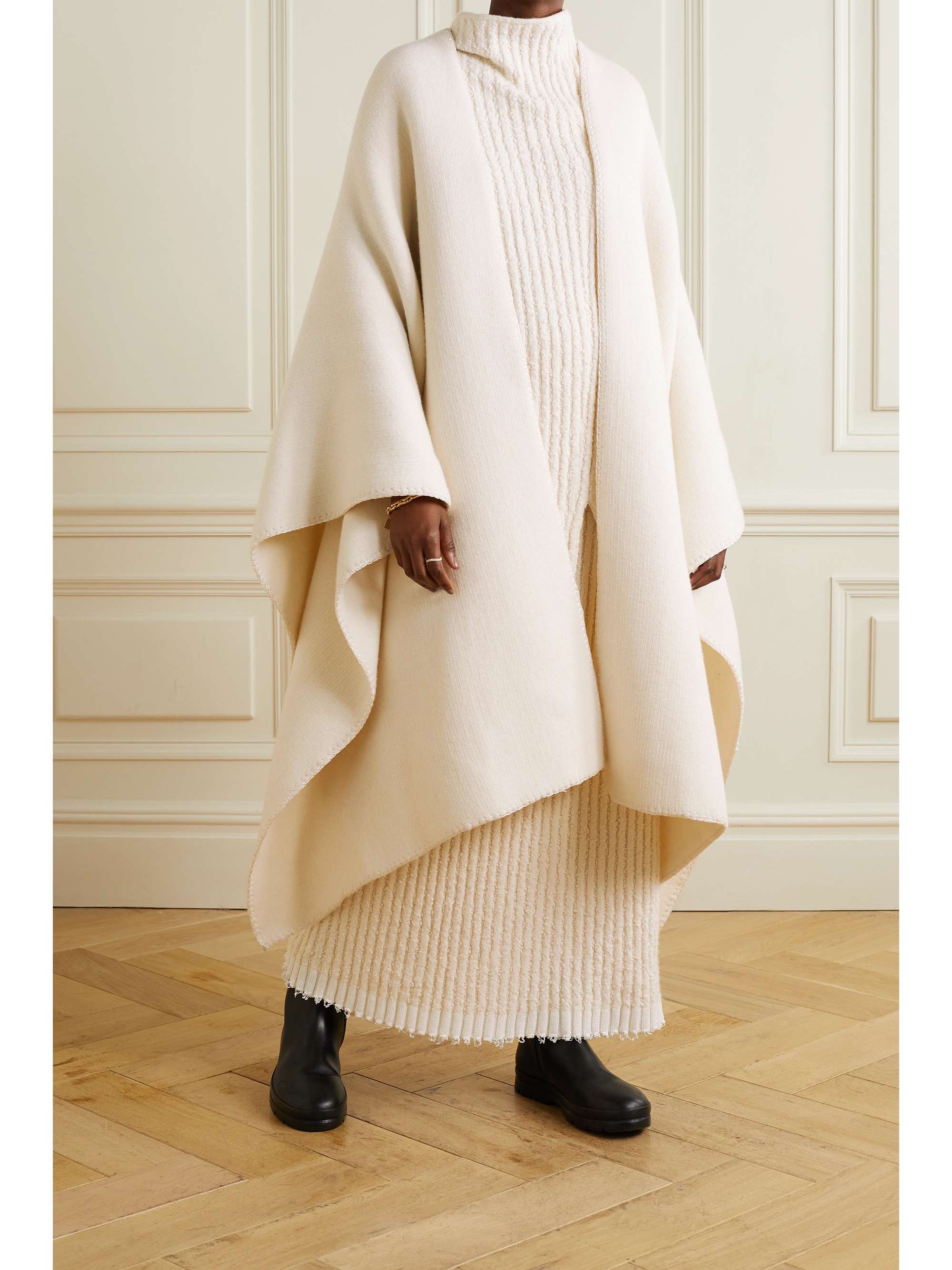 THE ROW Damaris ribbed cotton-blend bouclé-knit midi skirt