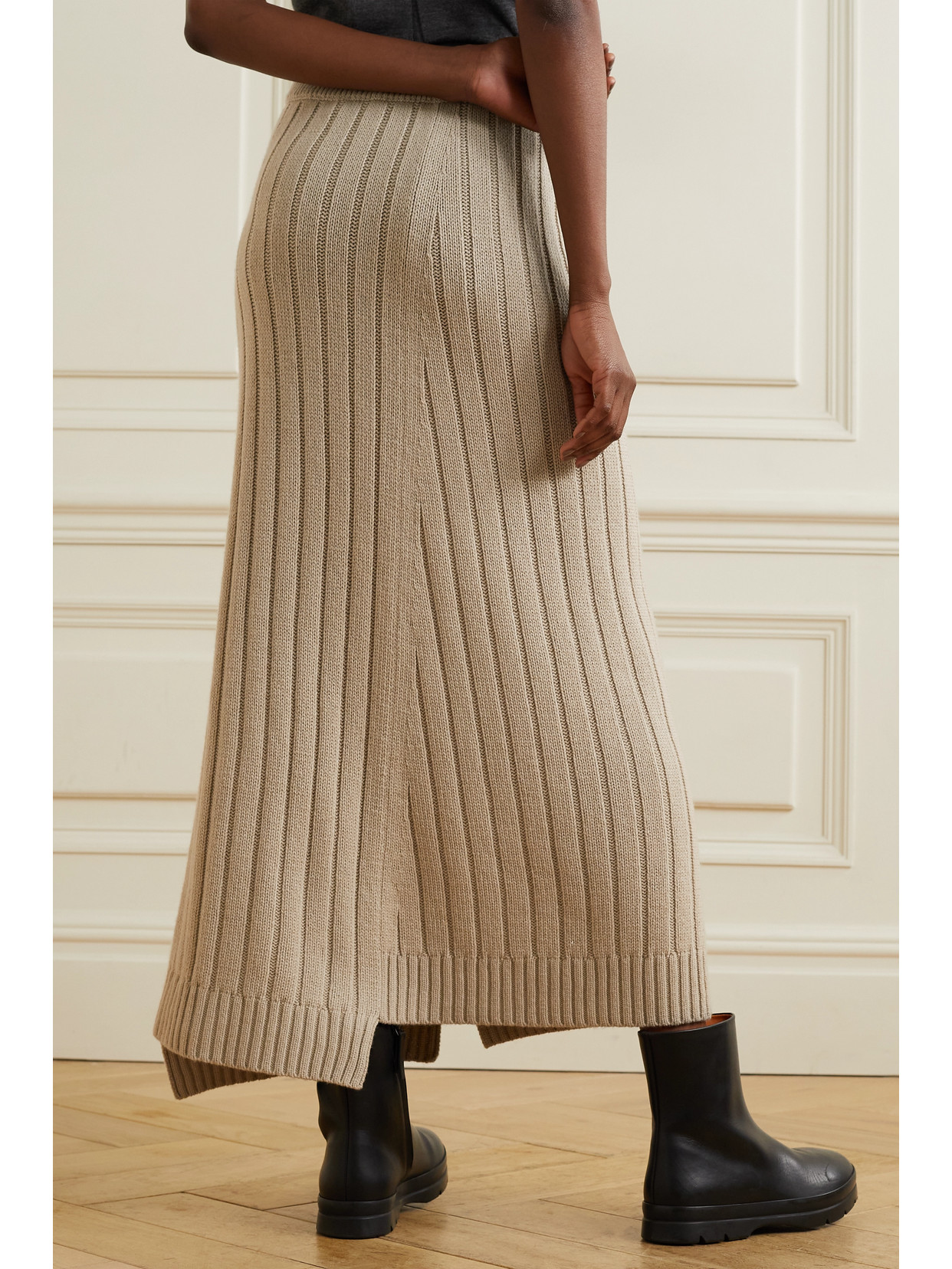 Dejan Asymmetric Ribbed Cashmere Midi