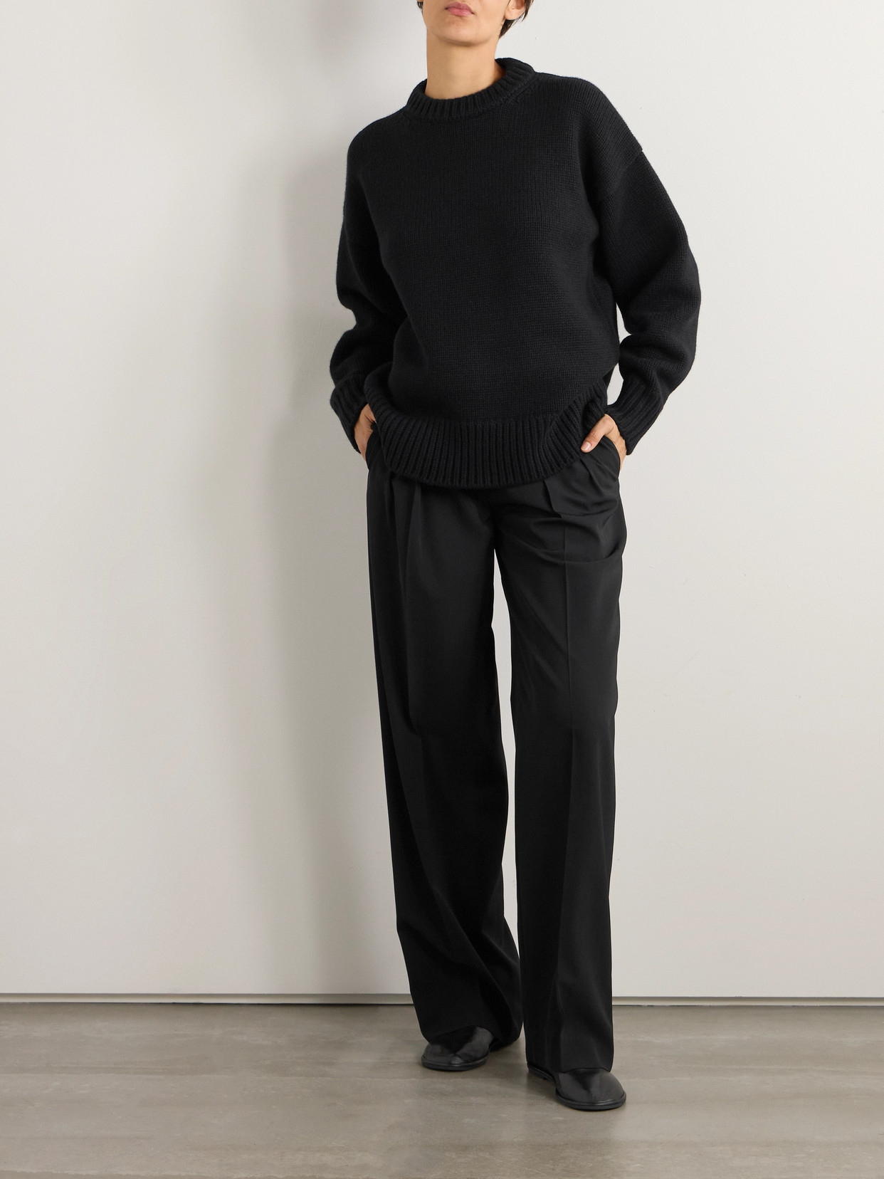 Shop The Row Essentials Ophelia Wool And Cashmere-blend Sweater In Black