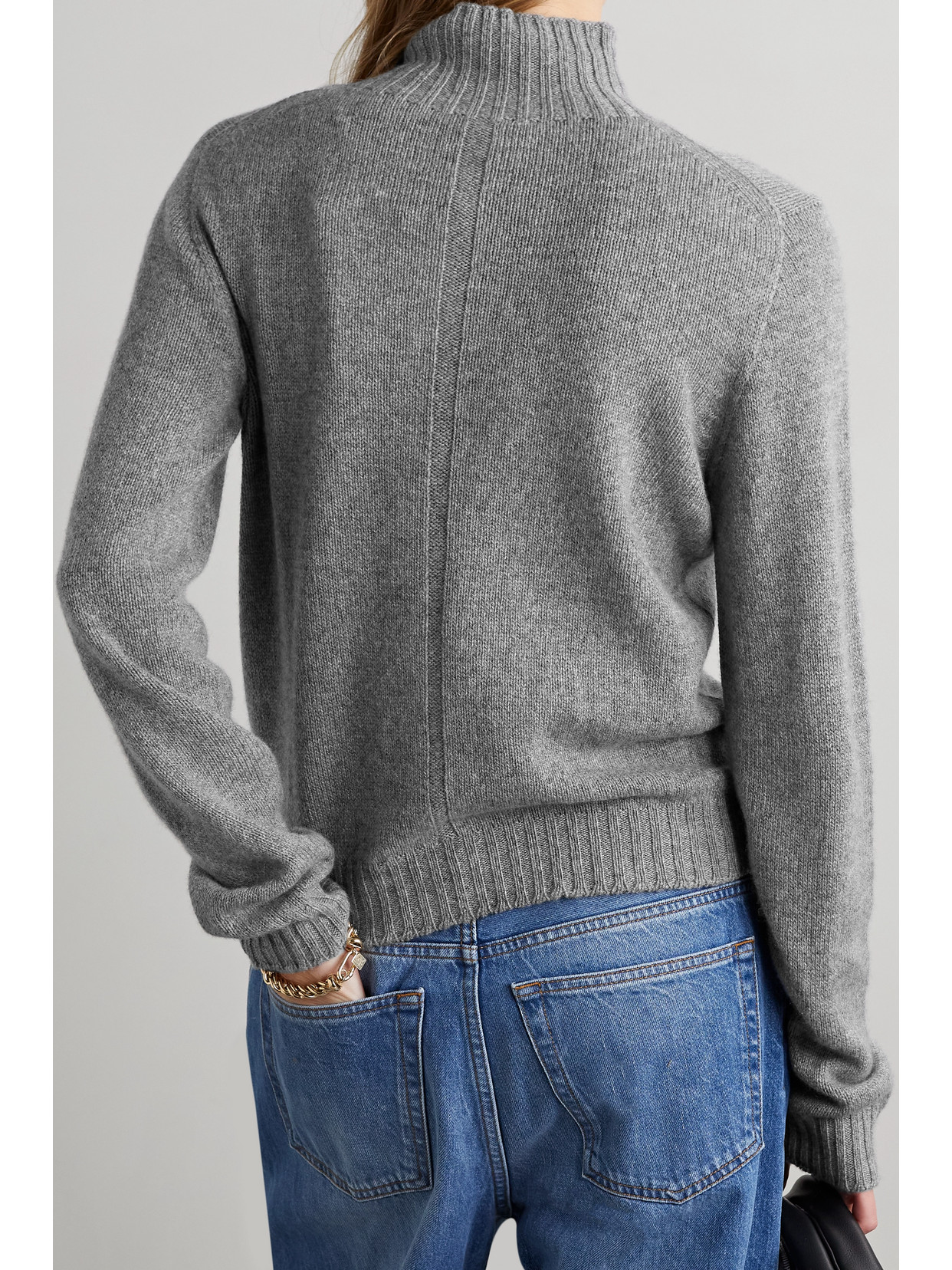 Shop The Row Essentials Kensington Cashmere Turtleneck Sweater In Gray