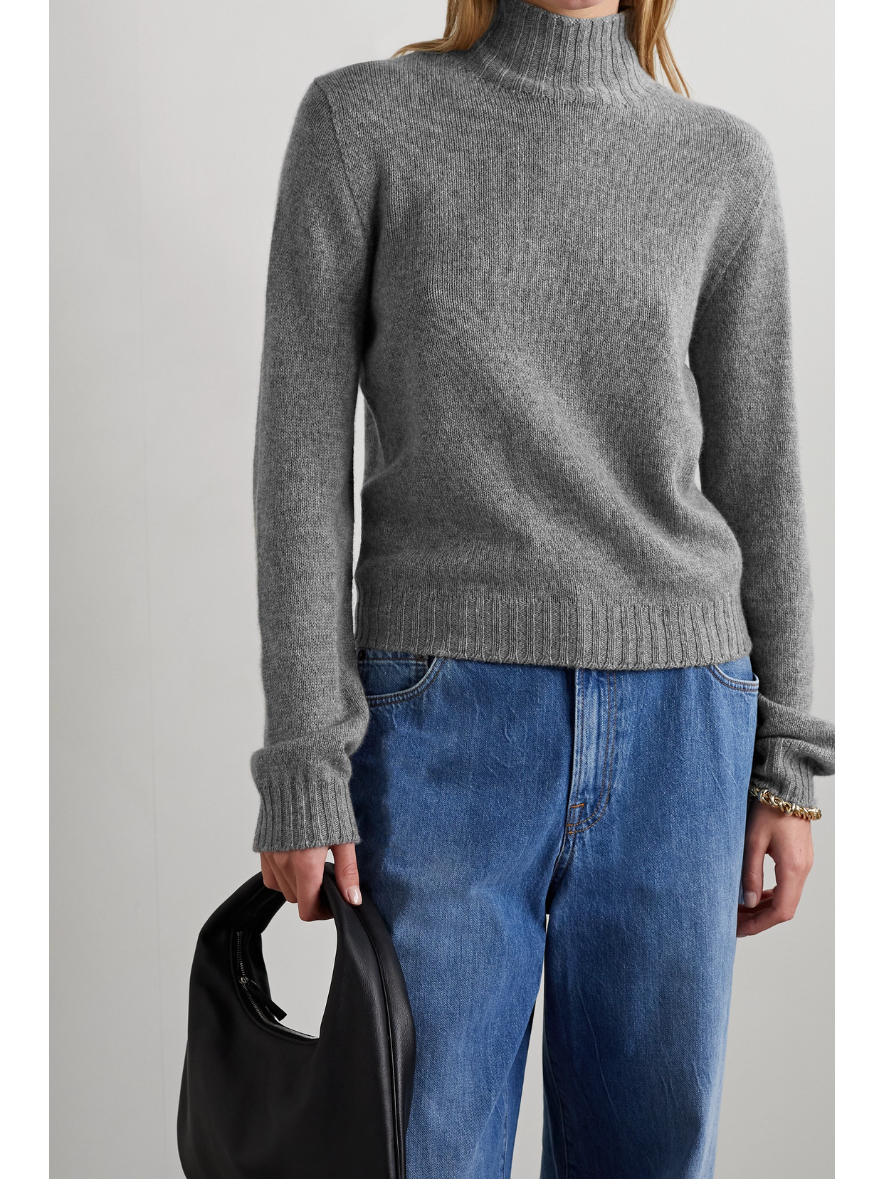 Shop The Row Essentials Kensington Cashmere Turtleneck Sweater In Gray