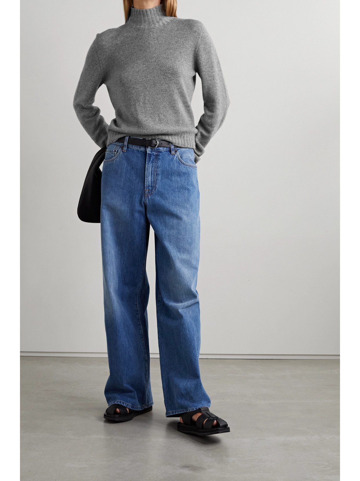 The Row Kensington Cashmere Turtleneck Sweater In Gray