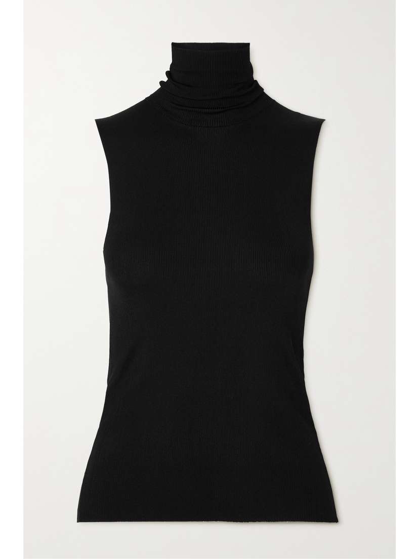 The Row Desio Ribbed Silk Turtleneck Top