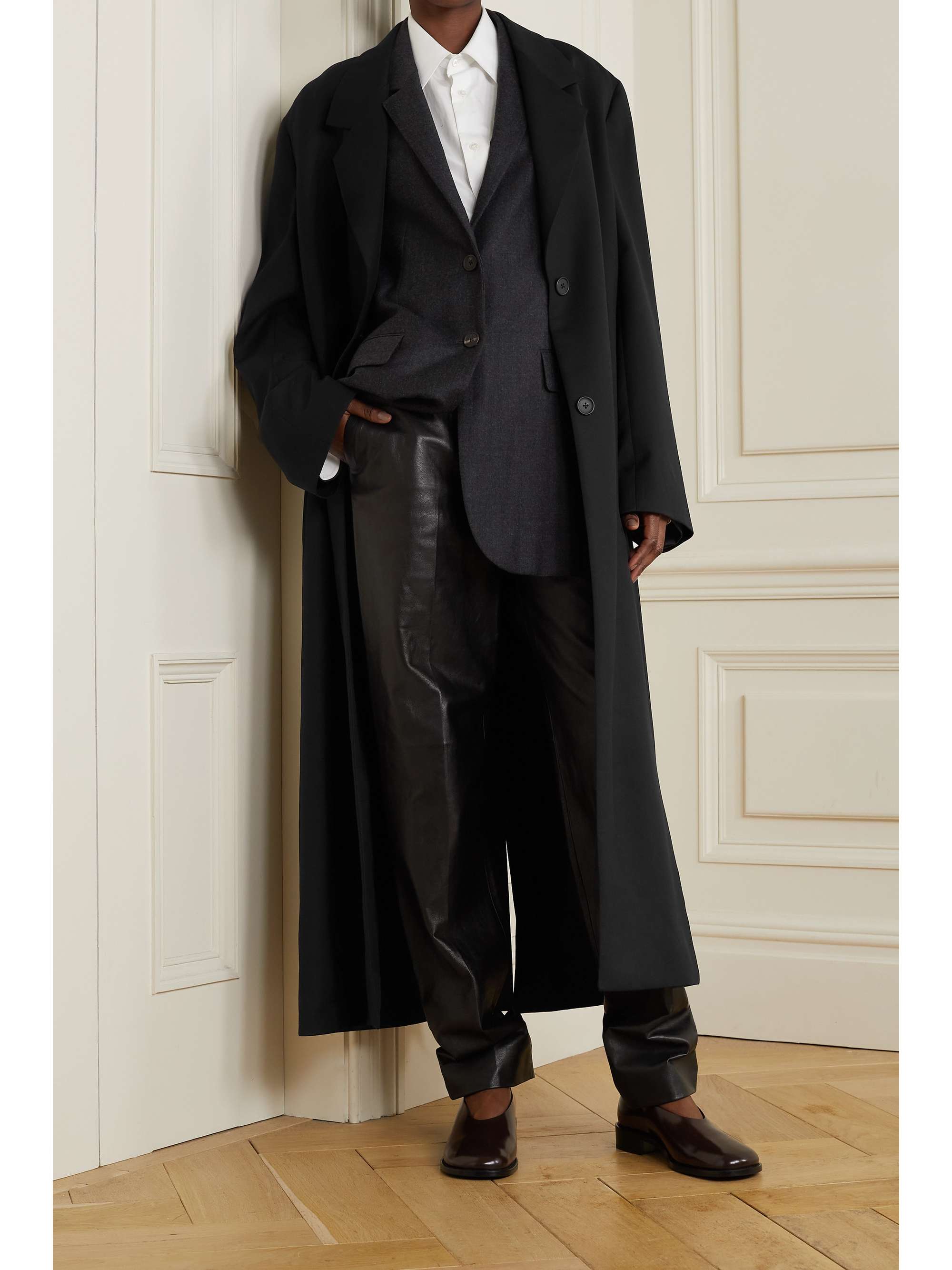 black wool blend coat