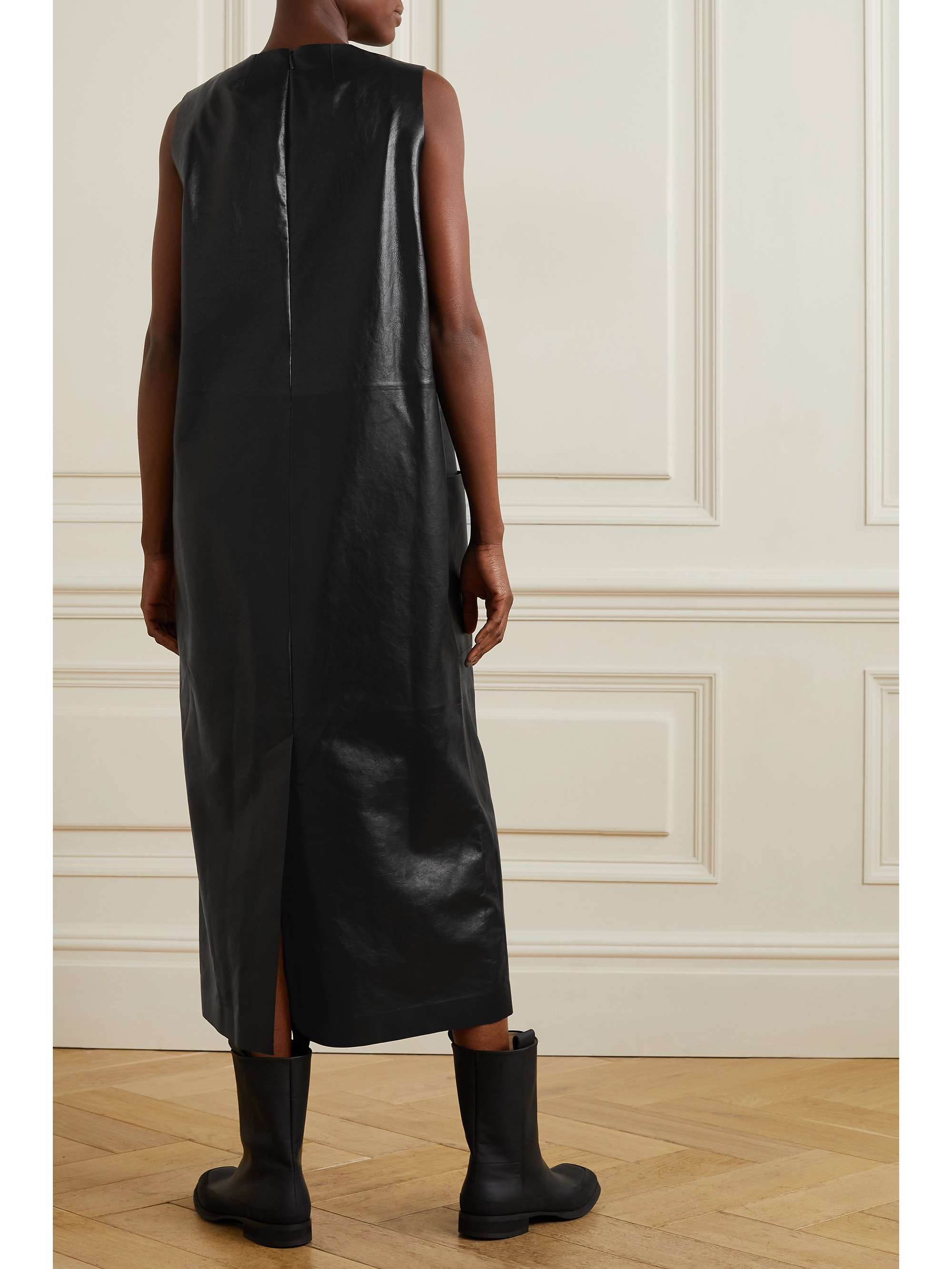 THE ROW Worthy paneled leather midi dress