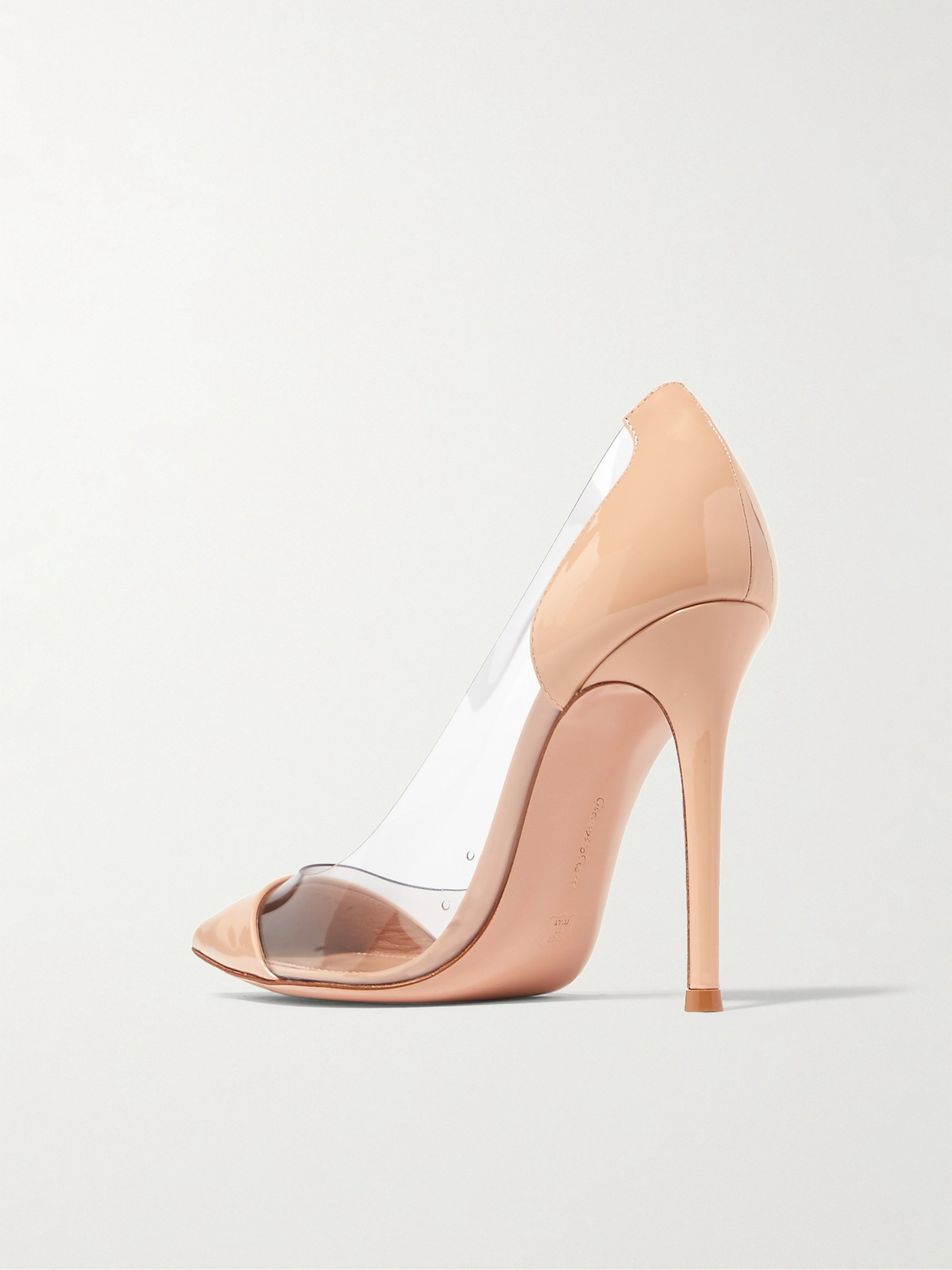 GIANVITO ROSSI PLEXI 105 PATENT-LEATHER AND PVC PUMPS