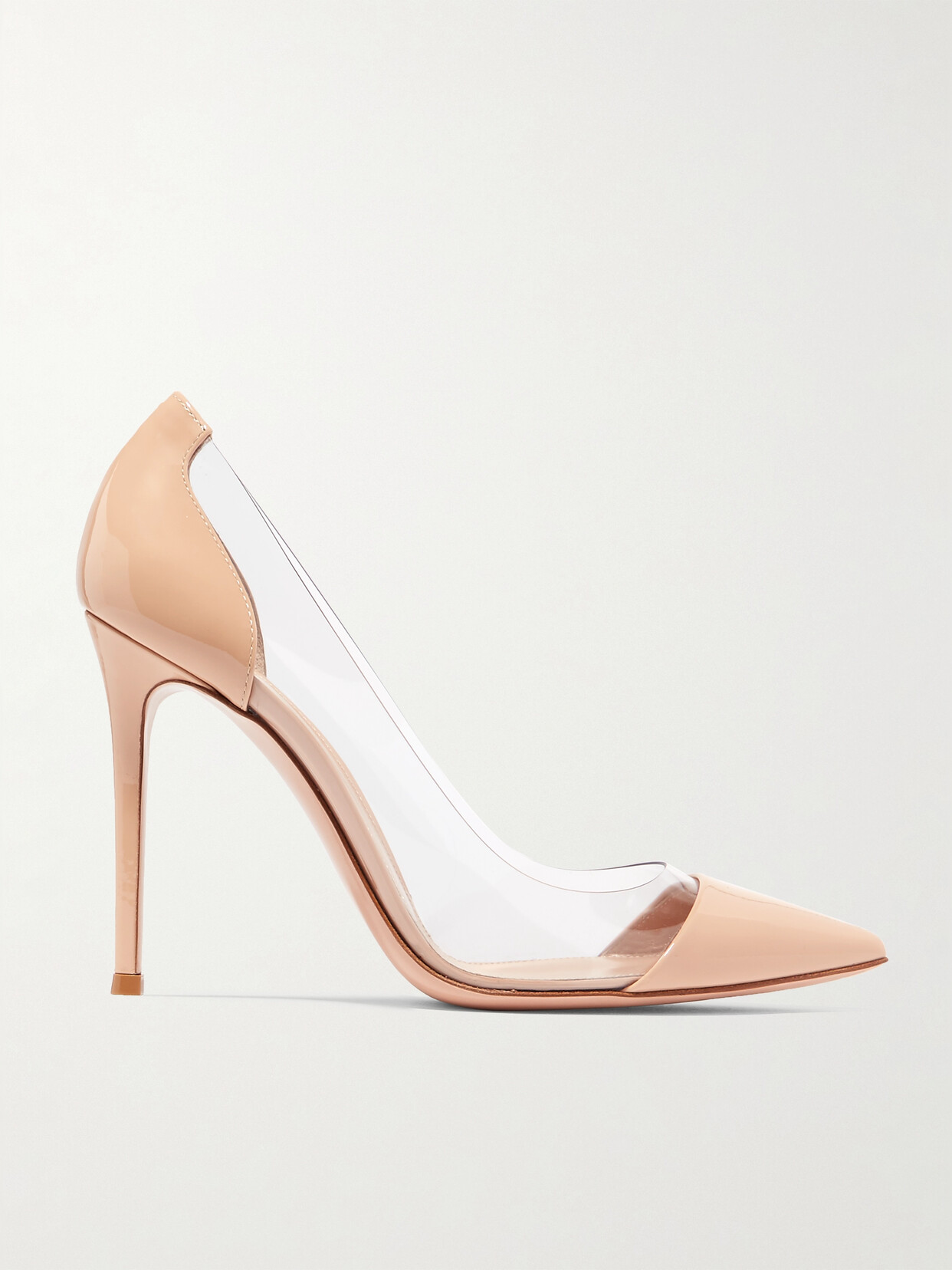 GIANVITO ROSSI PLEXI 105 PATENT-LEATHER AND PVC PUMPS