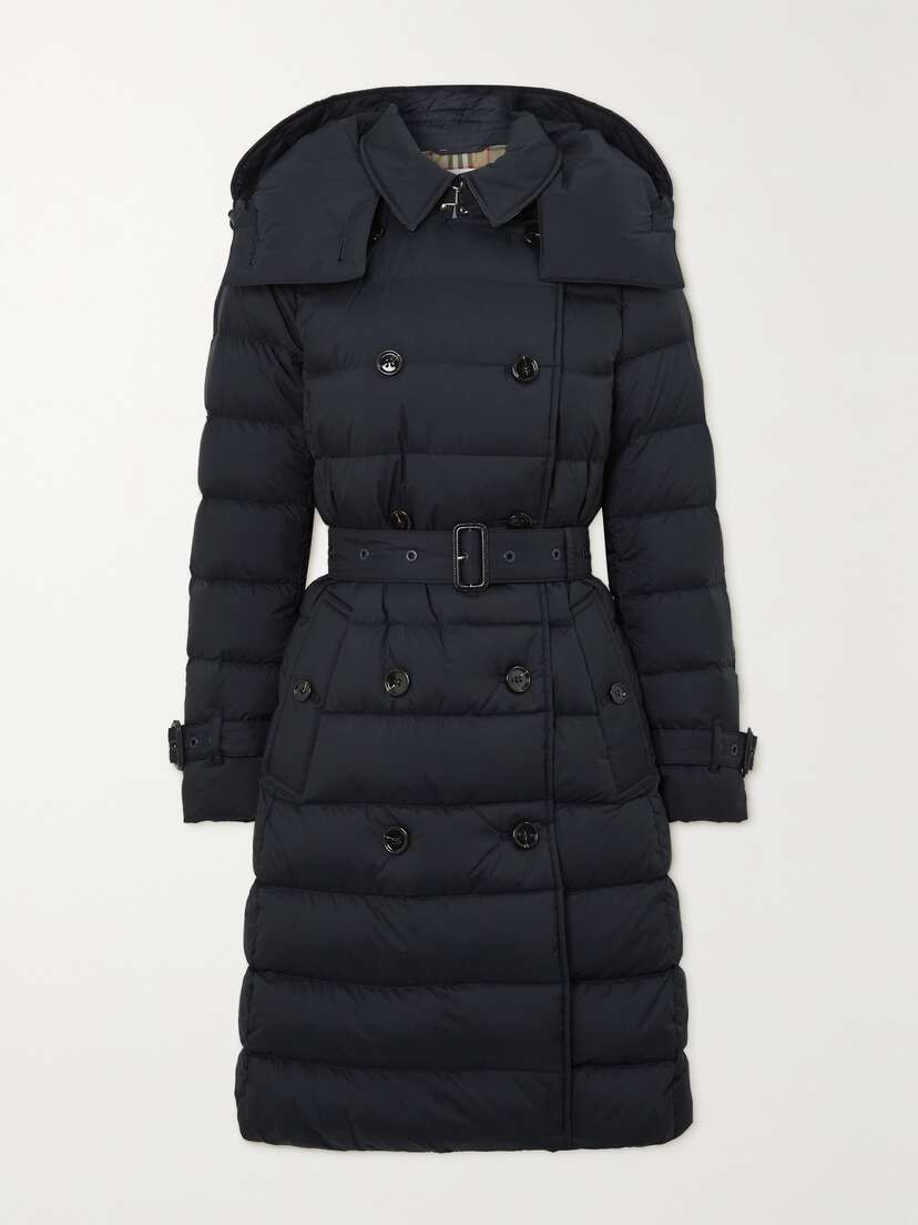 Burberry Hooded Double-breasted Quilted Shell Down Coat