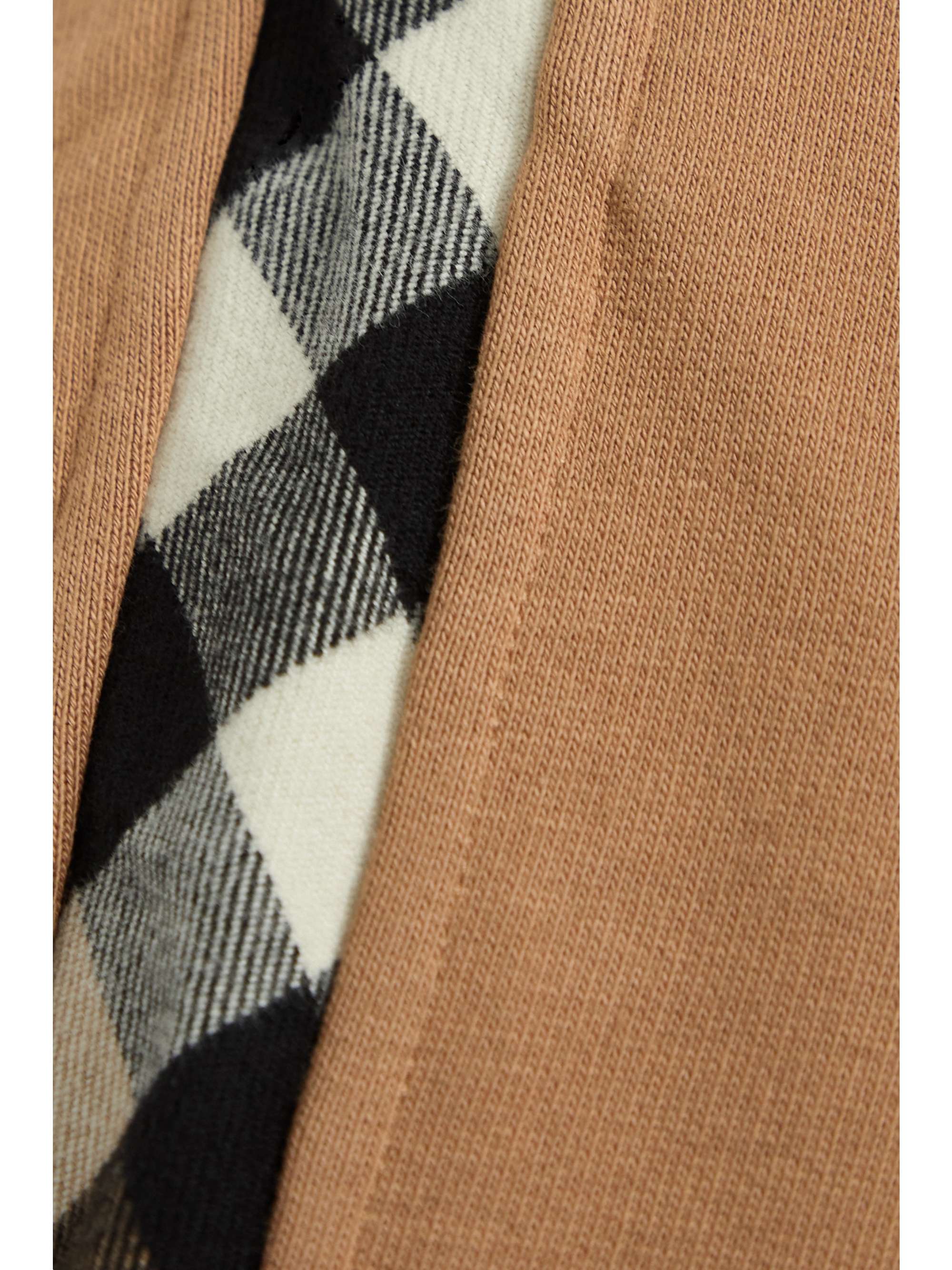 BURBERRY Leather-trimmed paneled checked cotton-jersey track pants