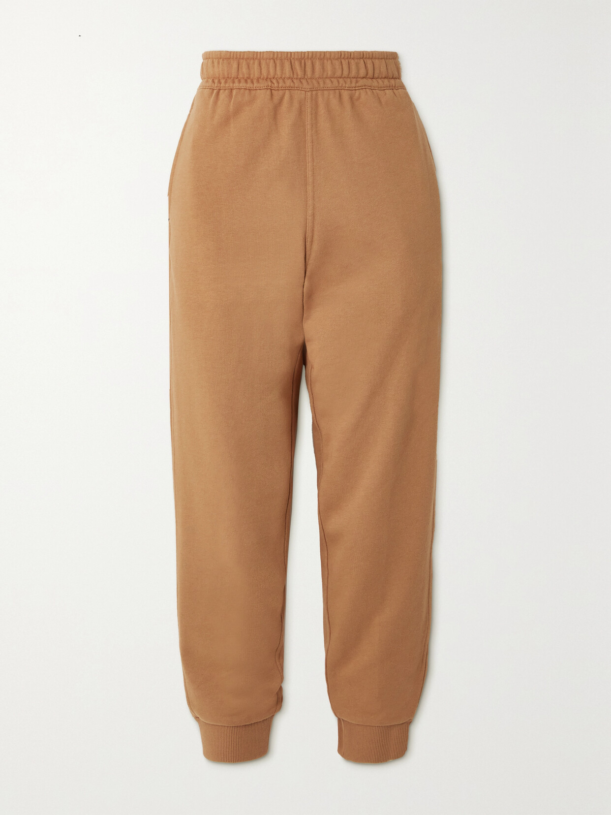 Burberry Leather-trimmed Paneled Checked Cotton-jersey Track Pants - Neutrals
