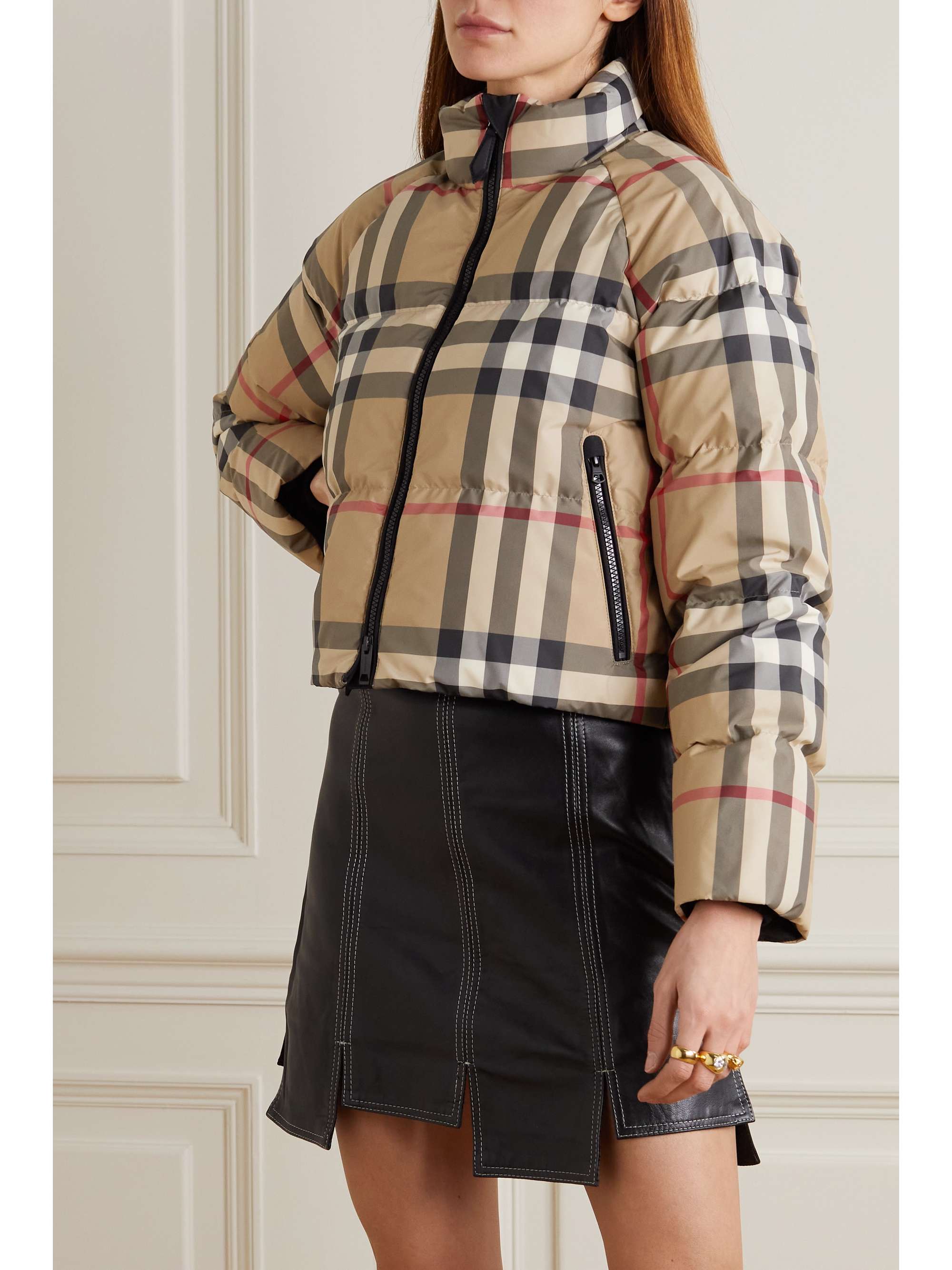 BURBERRY Cropped checked quilted shell down jacket