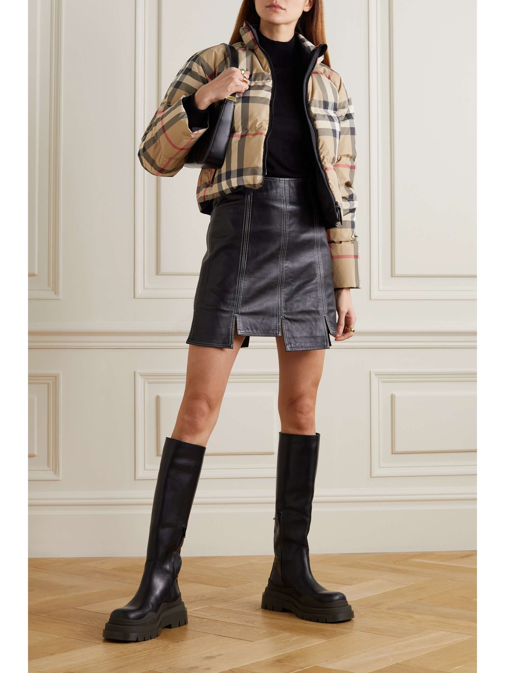 BURBERRY Cropped checked quilted shell down jacket
