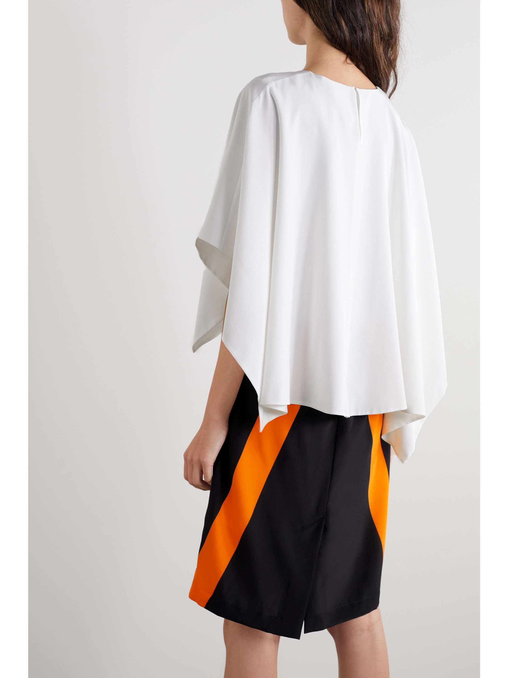 BURBERRY Cape-effect layered silk crepe de chine dress
