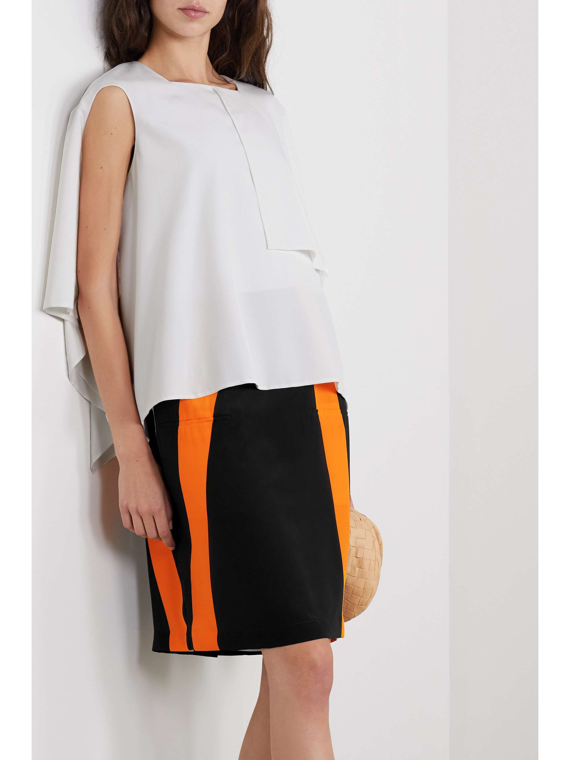BURBERRY Cape-effect layered silk crepe de chine dress