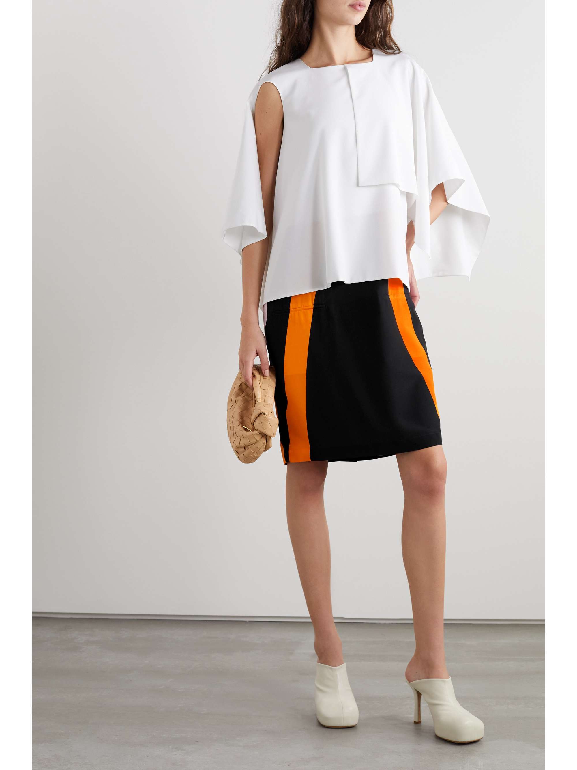 BURBERRY Cape-effect layered silk crepe de chine dress