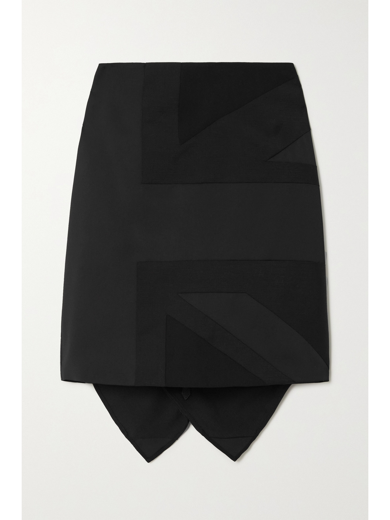 Burberry Draped Paneled Crepe And Mohair And Wool-blend Mini Skirt In Black