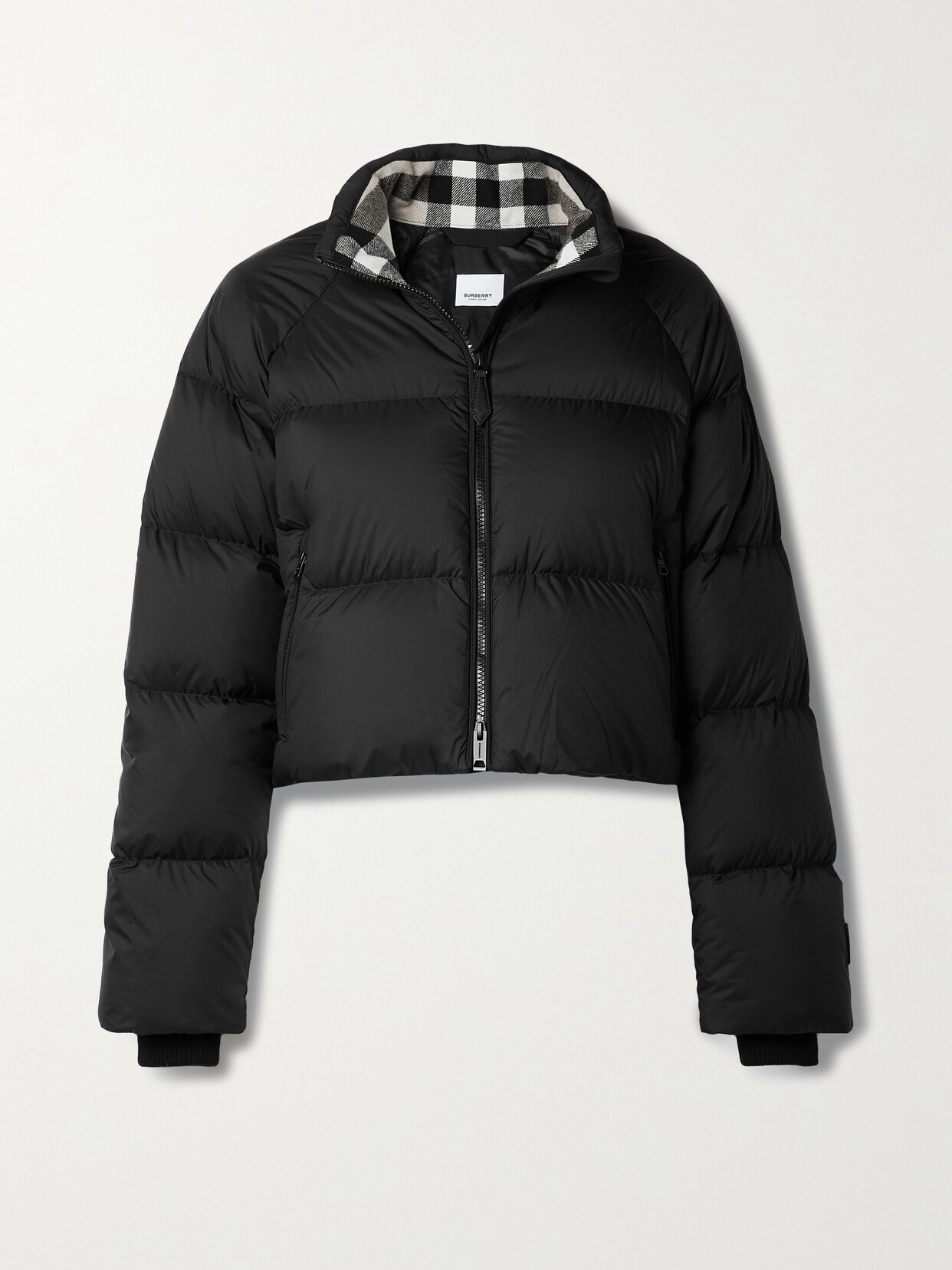 Burberry Alsham Cropped Down Bomber Jacket In Black