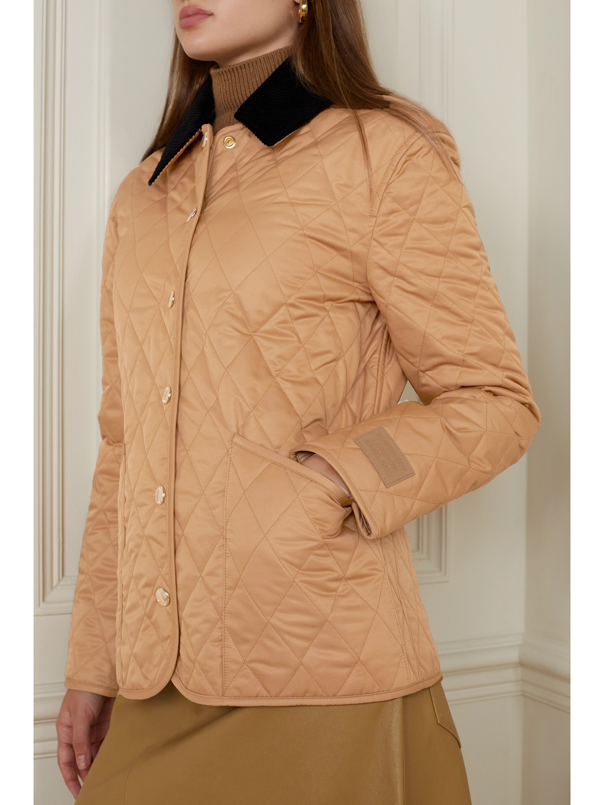 Burberry Corduroy-trimmed Quilted Shell Jacket In Neutrals