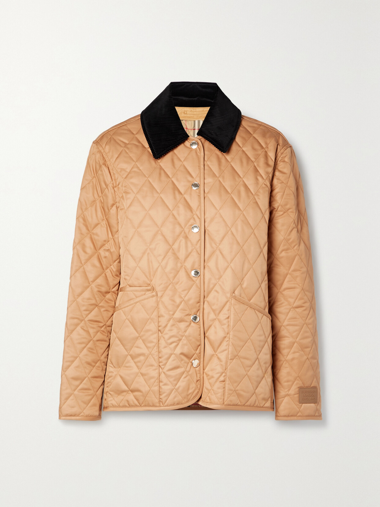 Burberry Corduroy-trimmed Quilted Shell Jacket In Neutrals