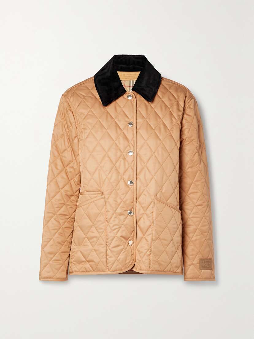 Burberry Corduroy-trimmed Quilted Shell Jacket