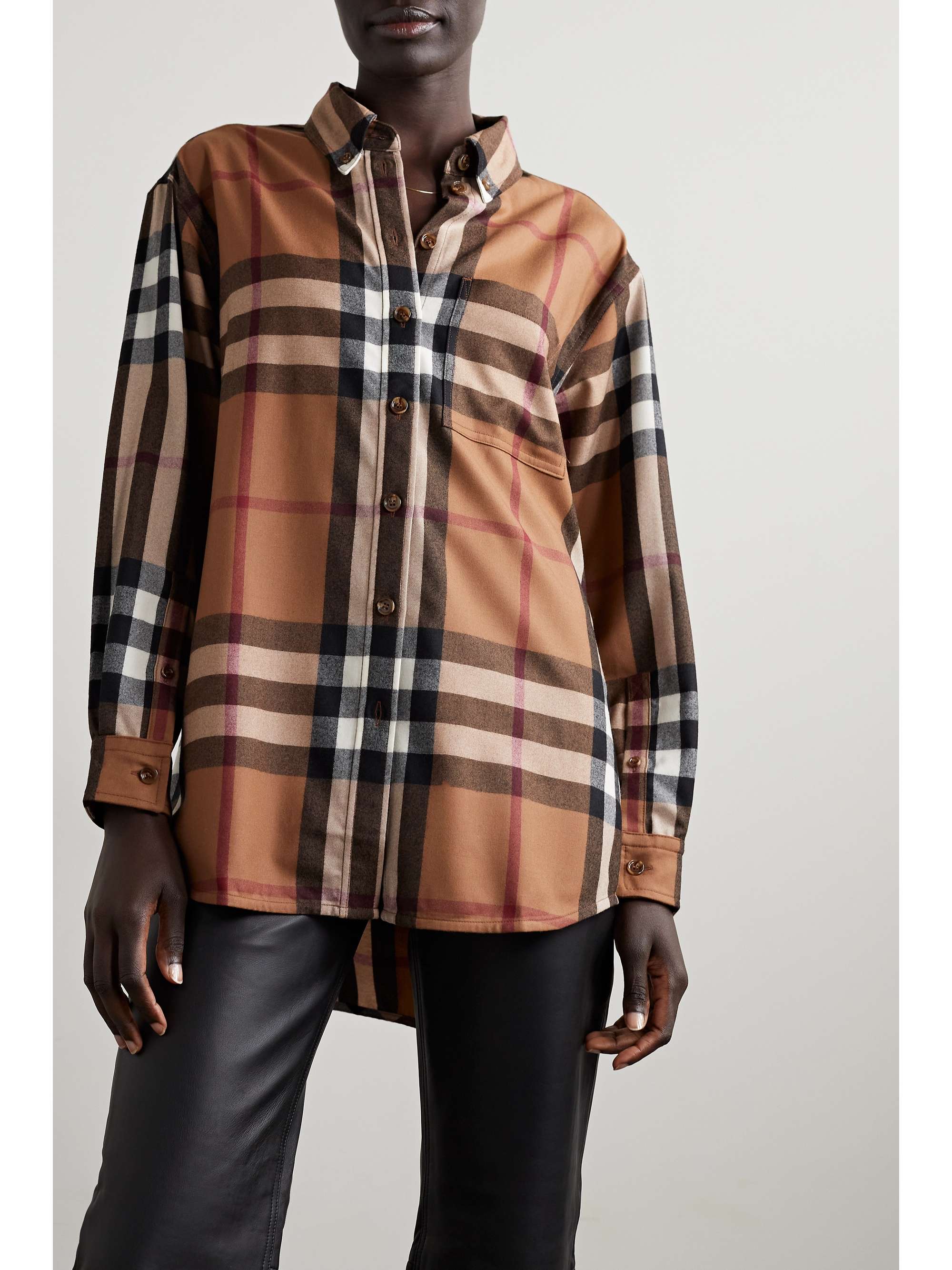 BURBERRY Checked wool-twill shirt | NET-A-PORTER