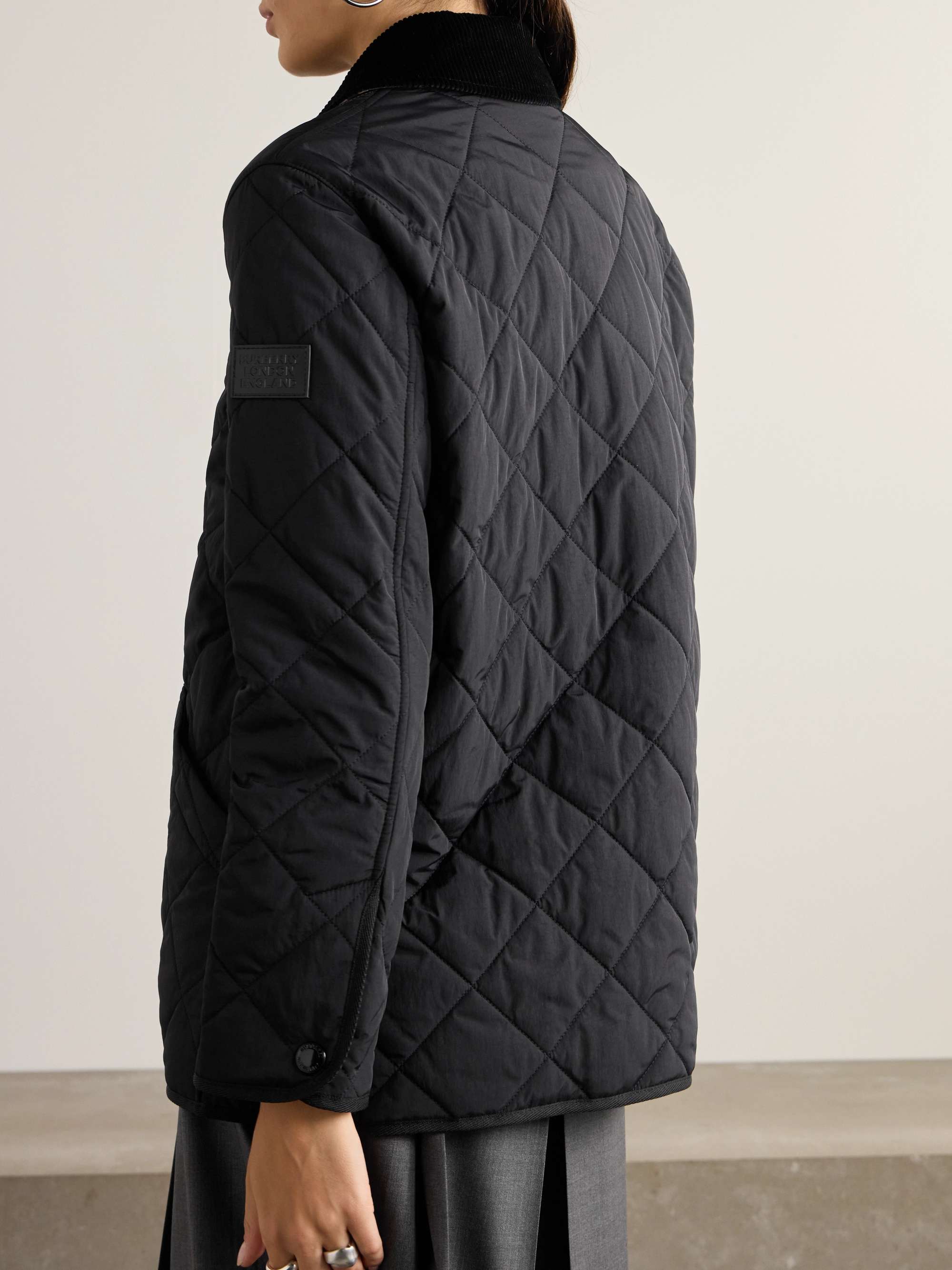 BURBERRY Corduroy-trimmed quilted shell jacket