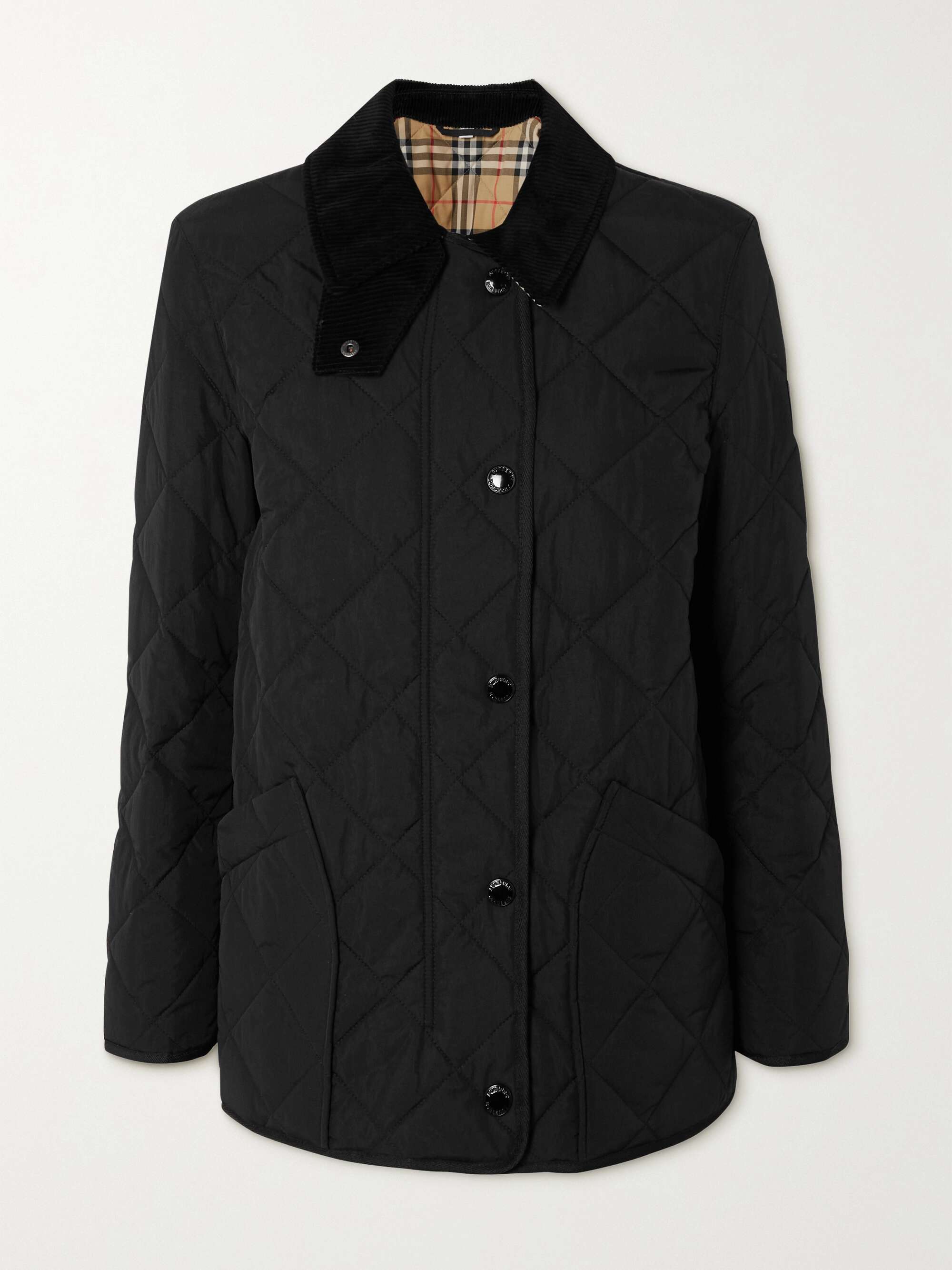 BURBERRY Corduroy-trimmed quilted shell jacket | NET-A-PORTER