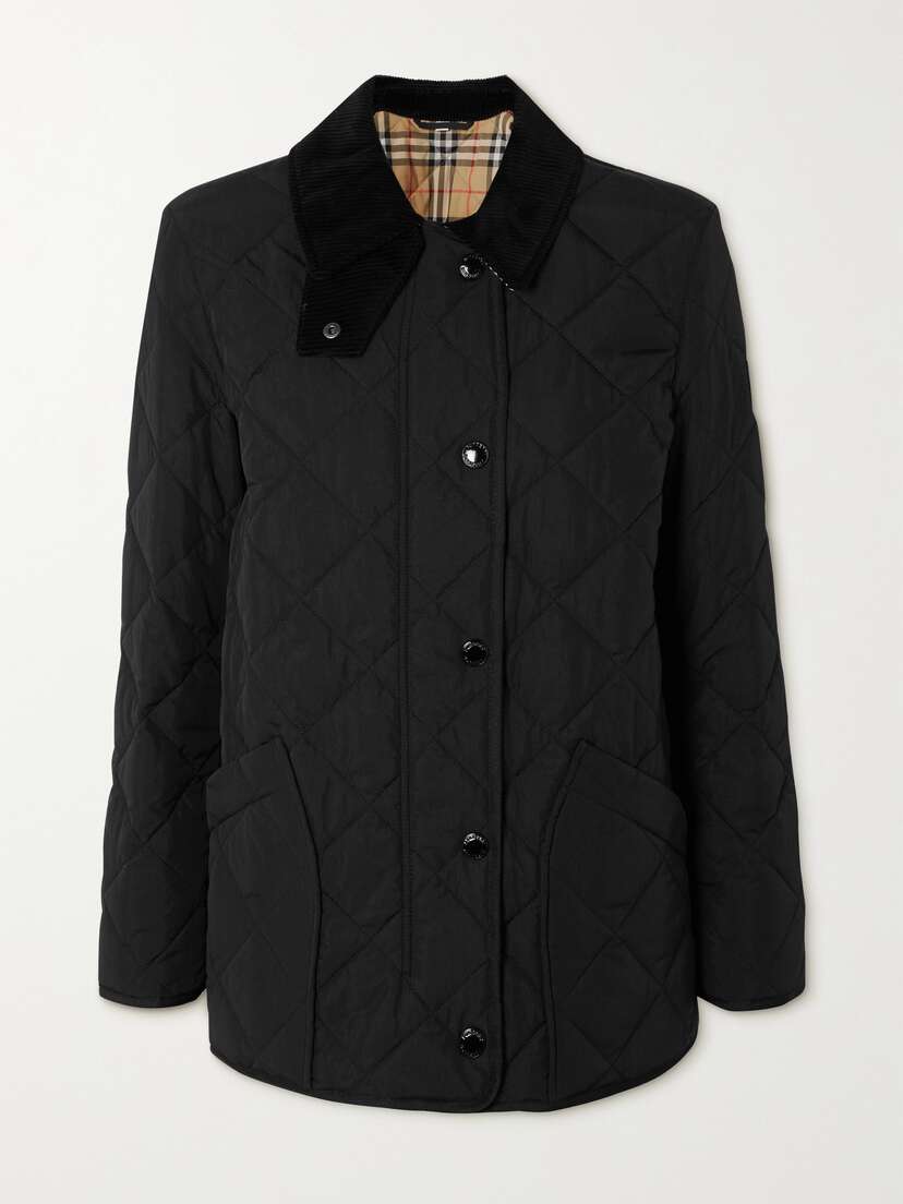 Burberry Corduroy-trimmed Quilted Shell Jacket