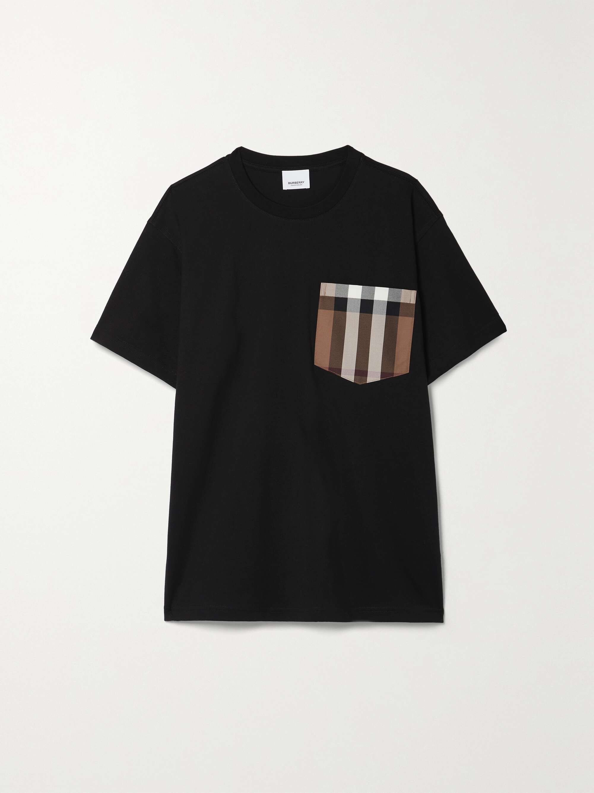 BURBERRY Checked twill-trimmed cotton-jersey T-shirt | NET-A-PORTER