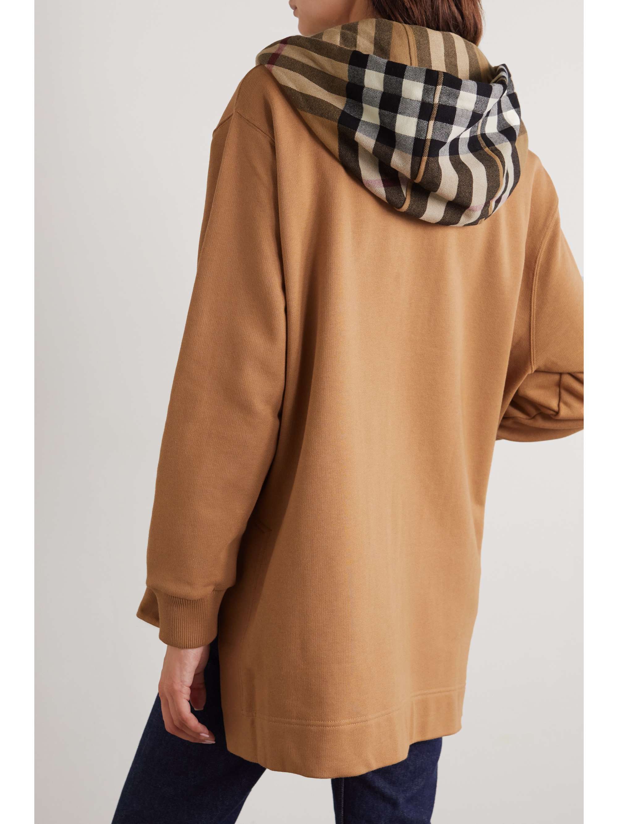 BURBERRY Checked cotton-jersey hoodie