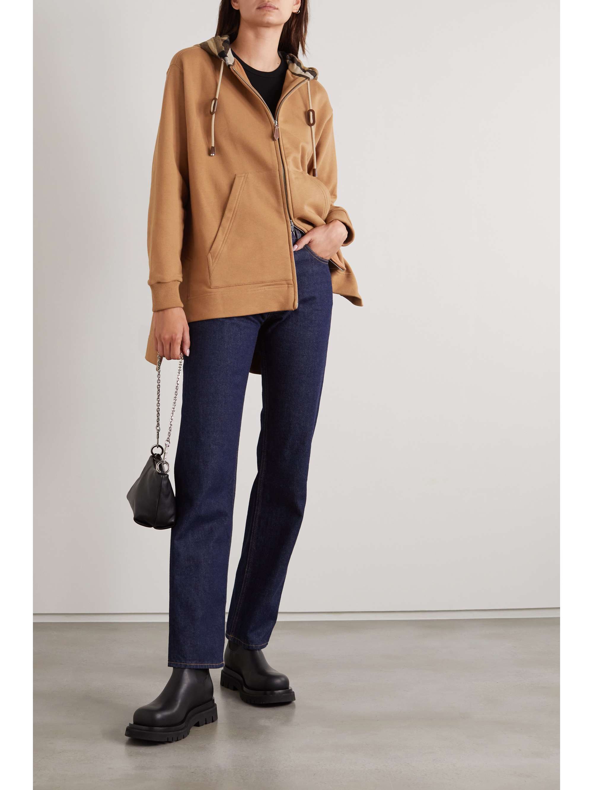 BURBERRY Checked cotton-jersey hoodie