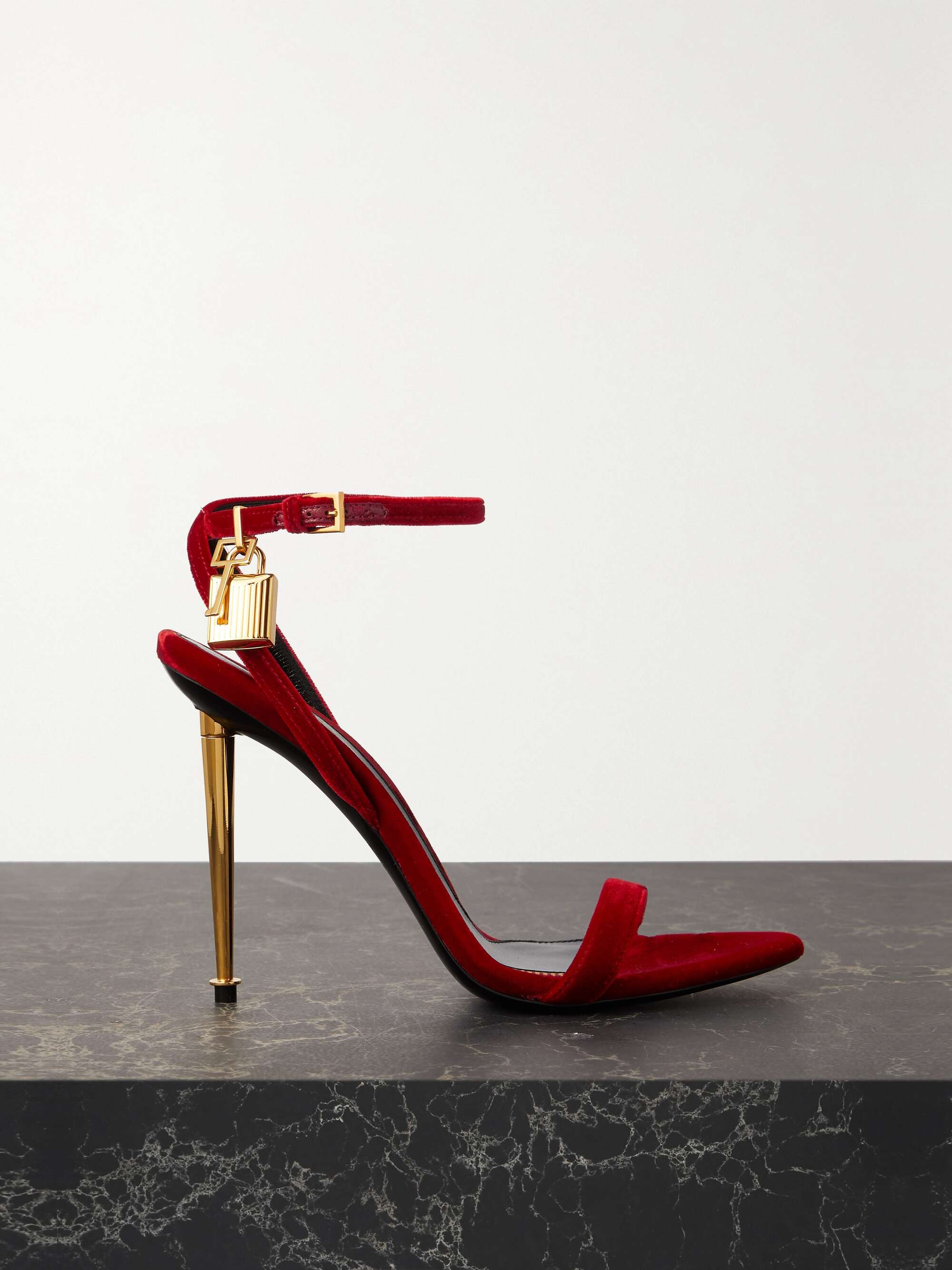 TOM FORD Padlock embellished velvet sandals