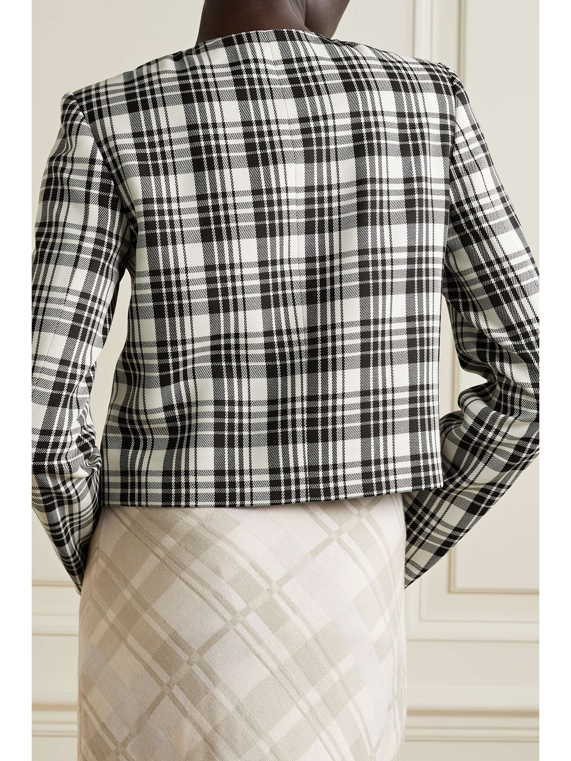 cropped checked jacket
