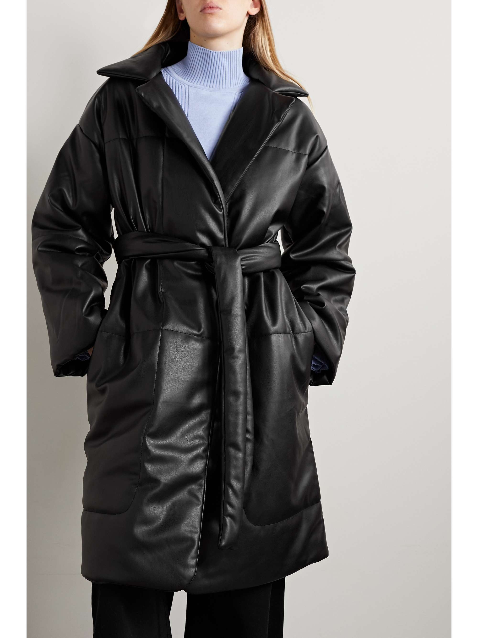 PROENZA SCHOULER WHITE LABEL Belted quilted faux leather coat