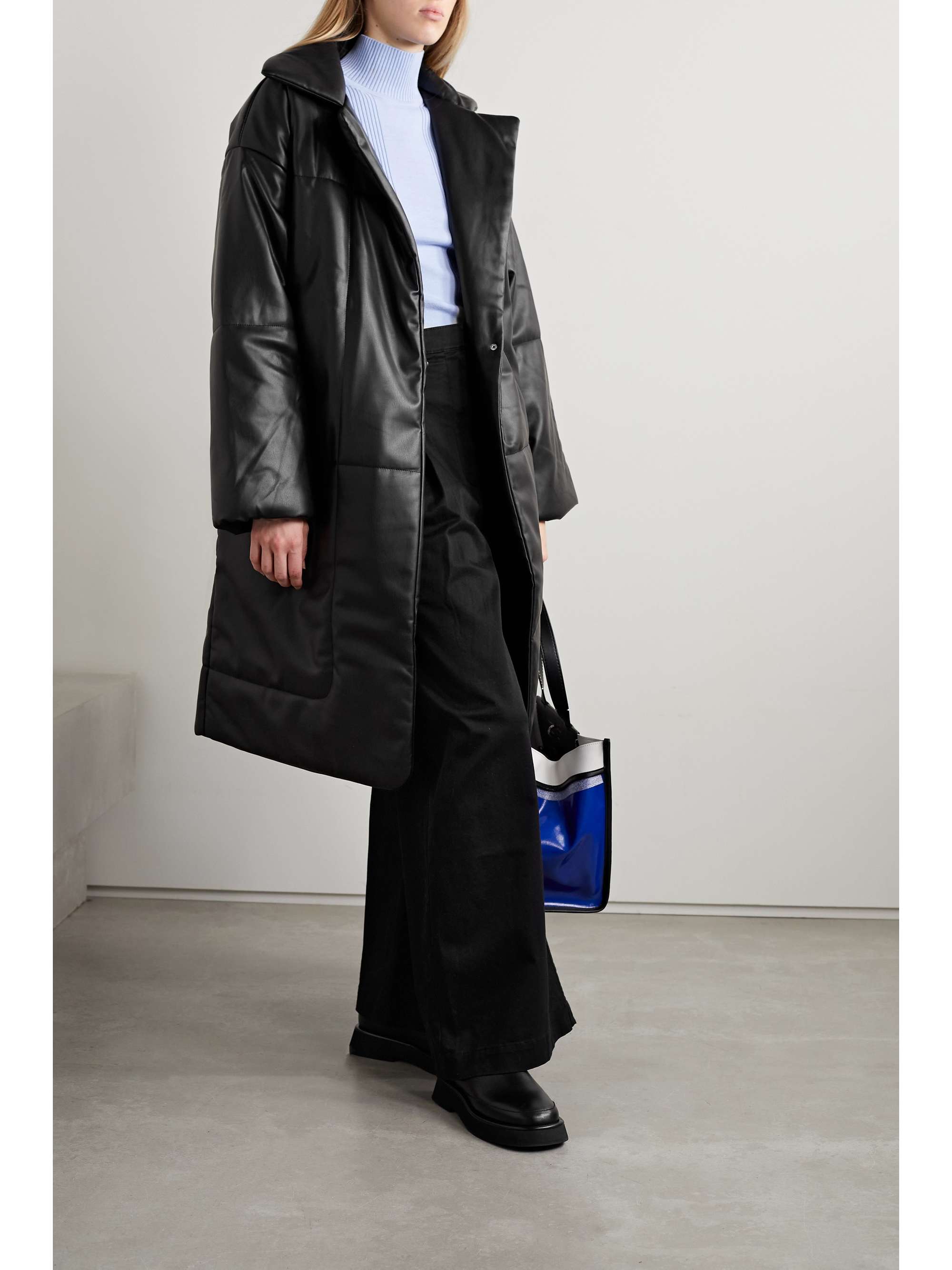 PROENZA SCHOULER WHITE LABEL Belted quilted faux leather coat