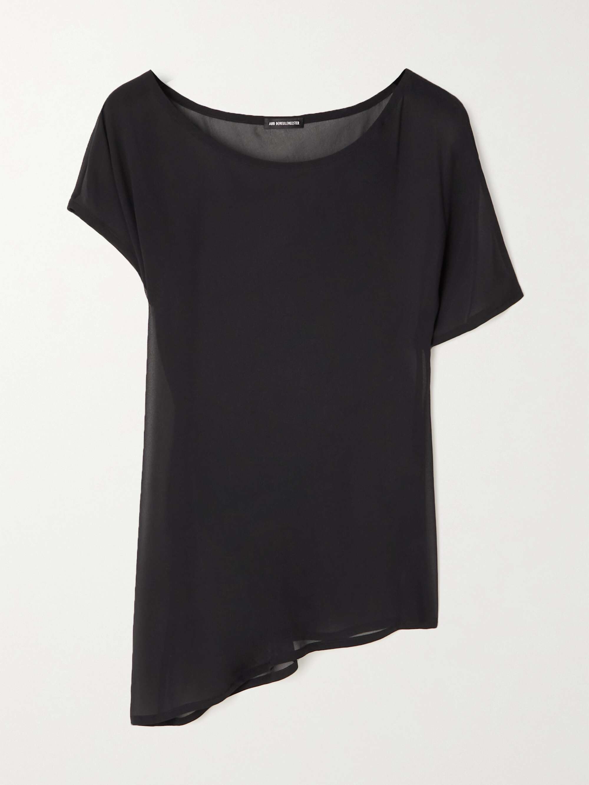 Black Asymmetric silk-georgette top 