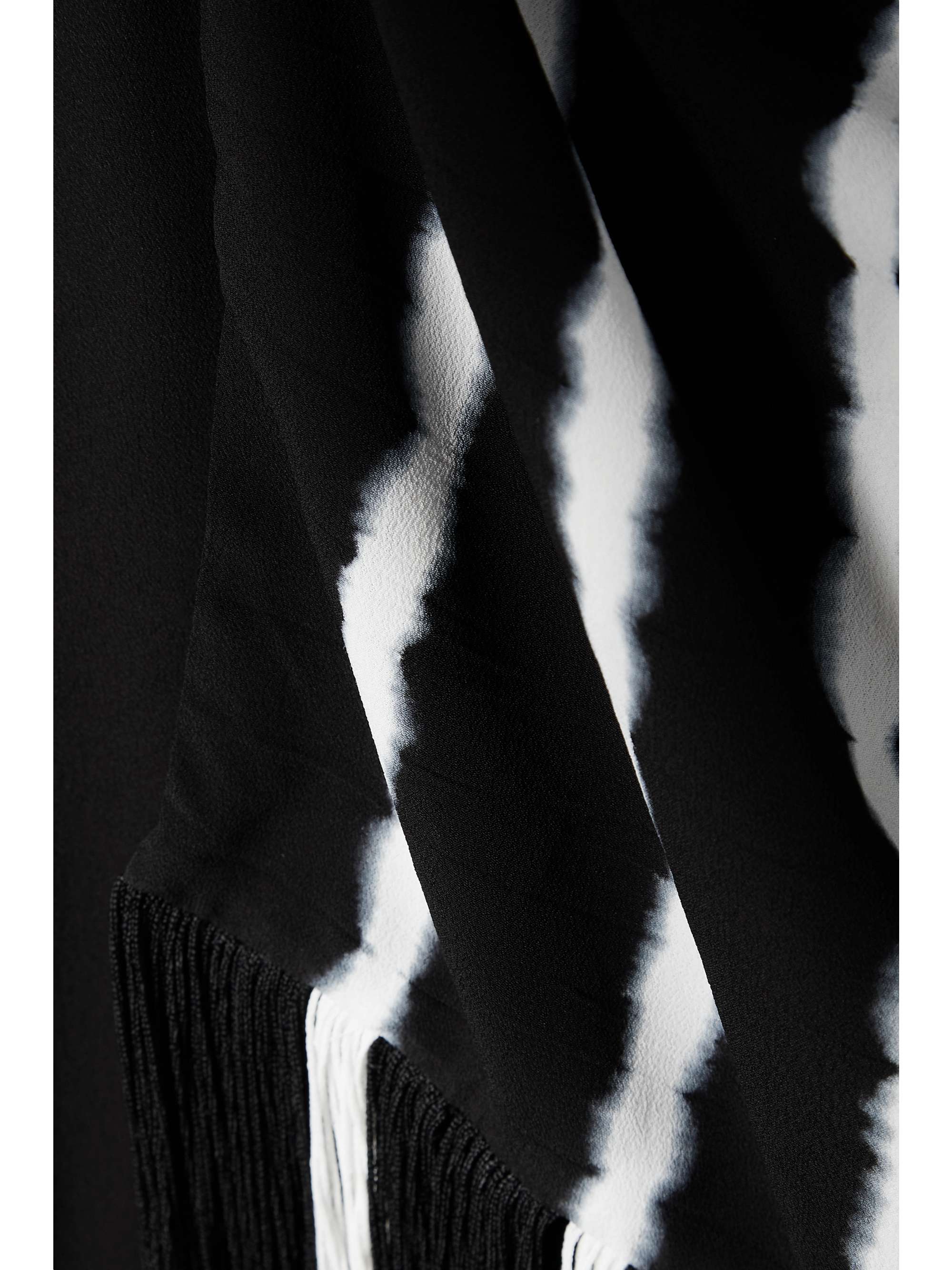 PROENZA SCHOULER Fringed gathered tie-dyed crepe de chine maxi dress