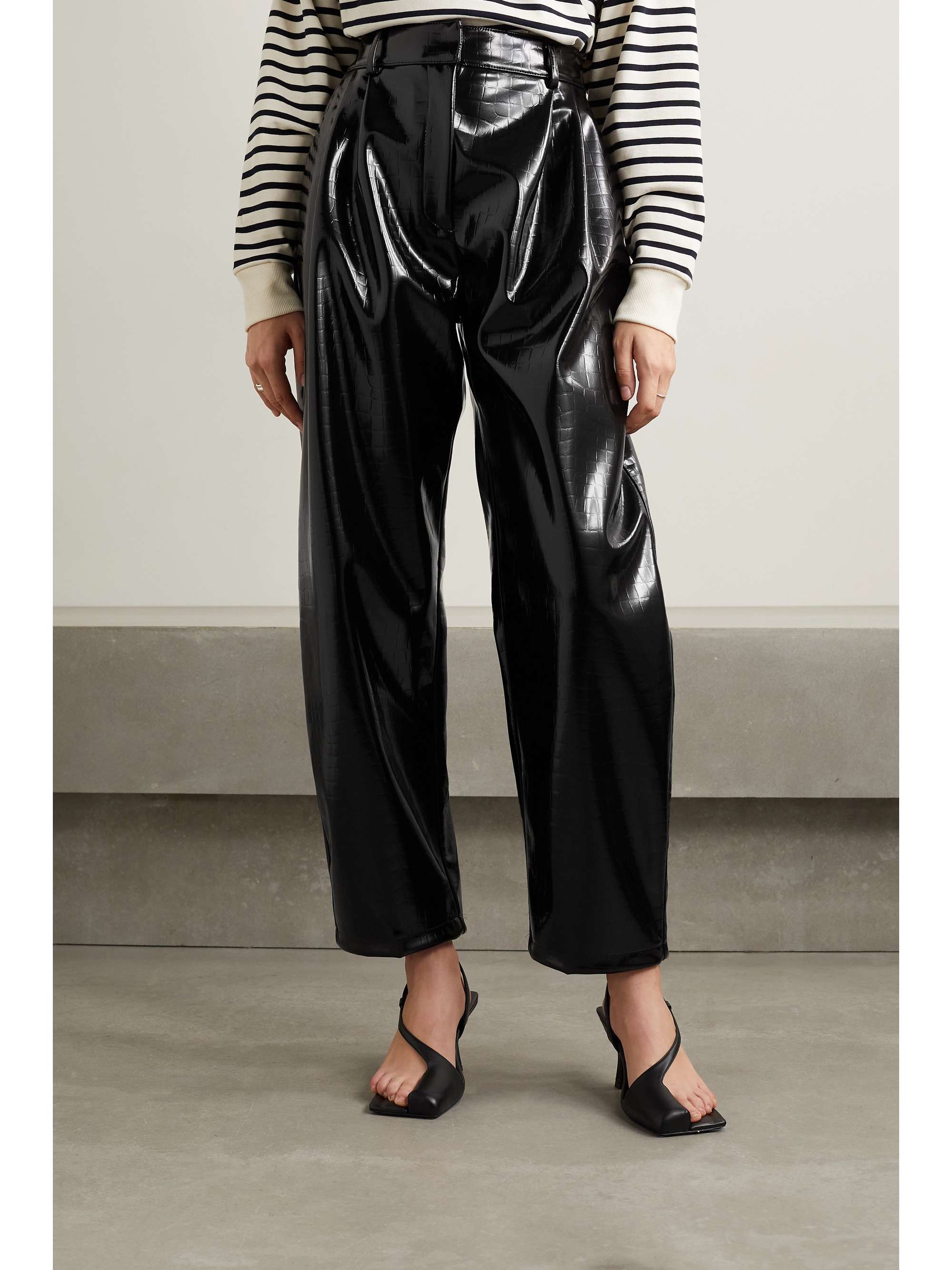 leather tapered pants