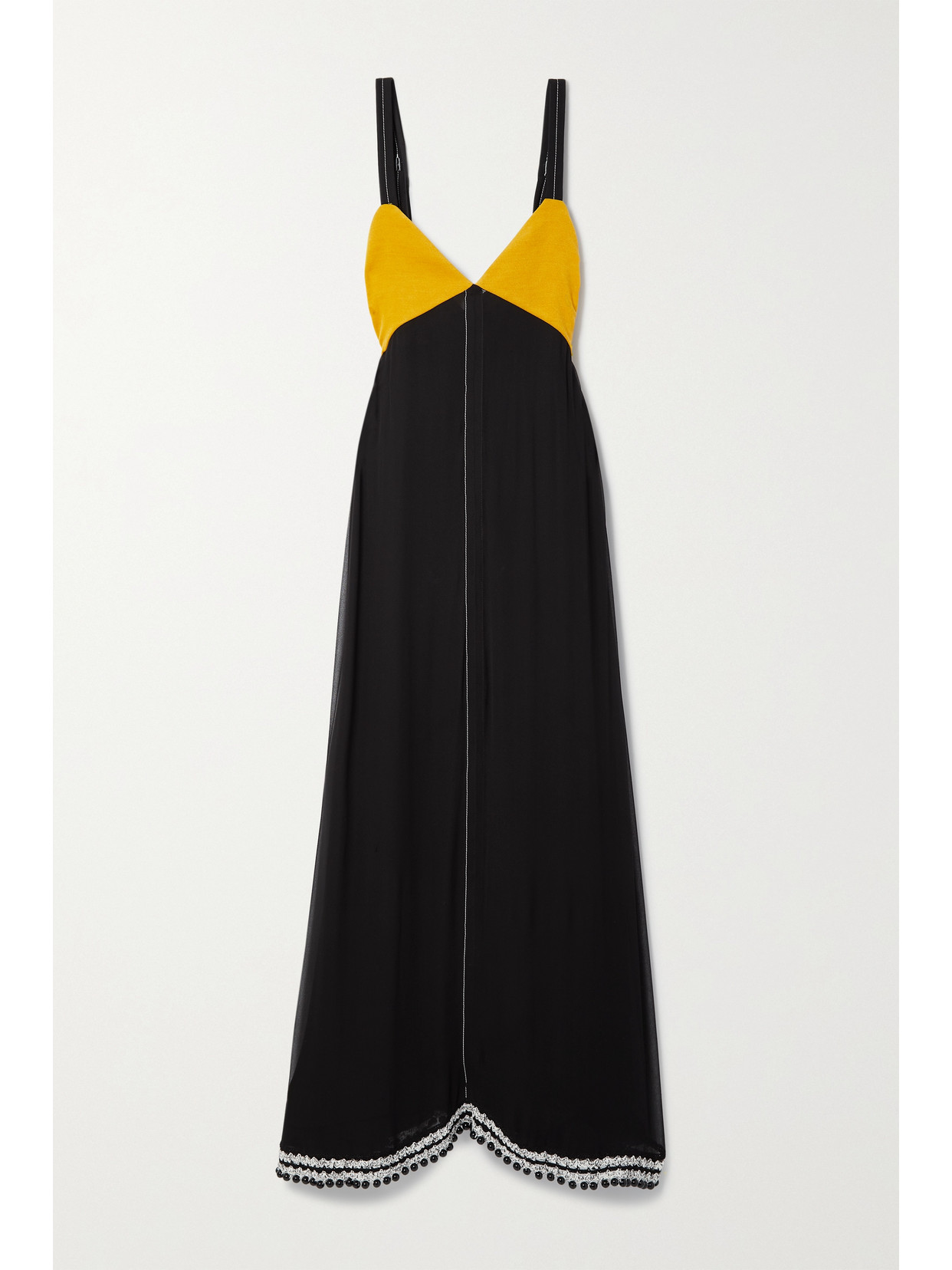 Proenza Schouler - Beaded Crochet And Velvet-trimmed Silk-chiffon Maxi Dress - Black