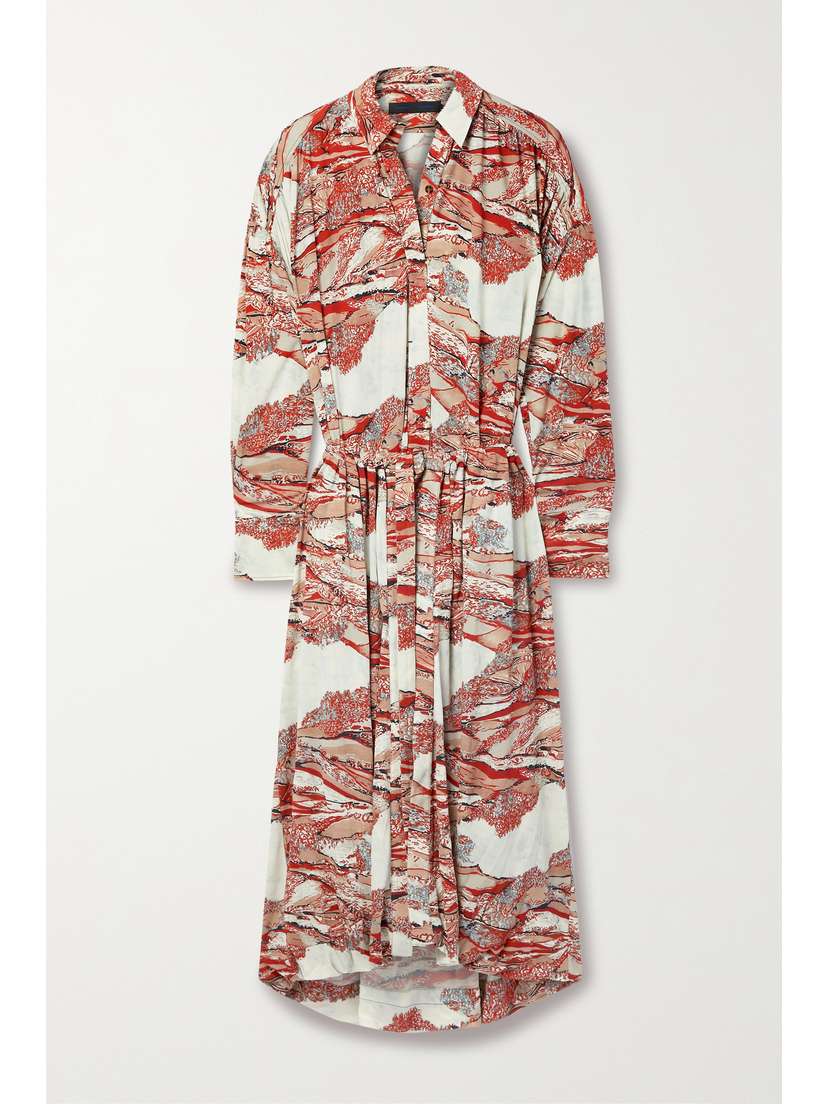 Proenza Schouler Printed Crepe Maxi Shirt Dress