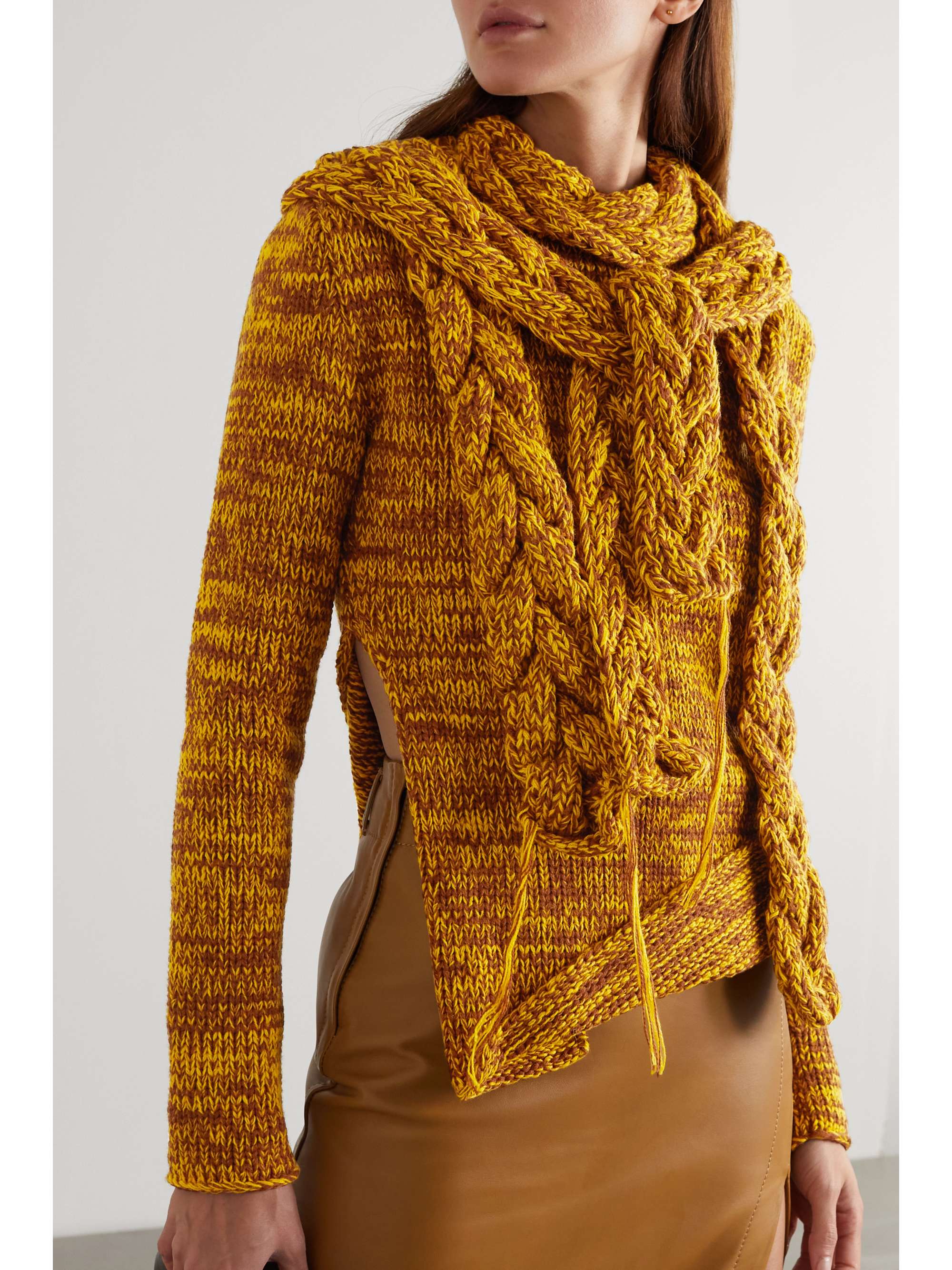 A.W.A.K.E. MODE Asymmetric layered merino wool-blend sweater