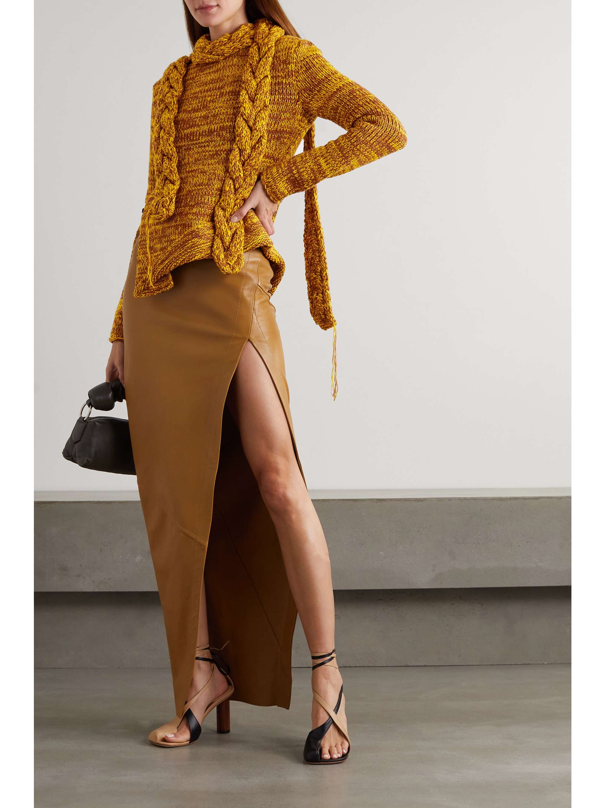 A.W.A.K.E. MODE Asymmetric layered merino wool-blend sweater