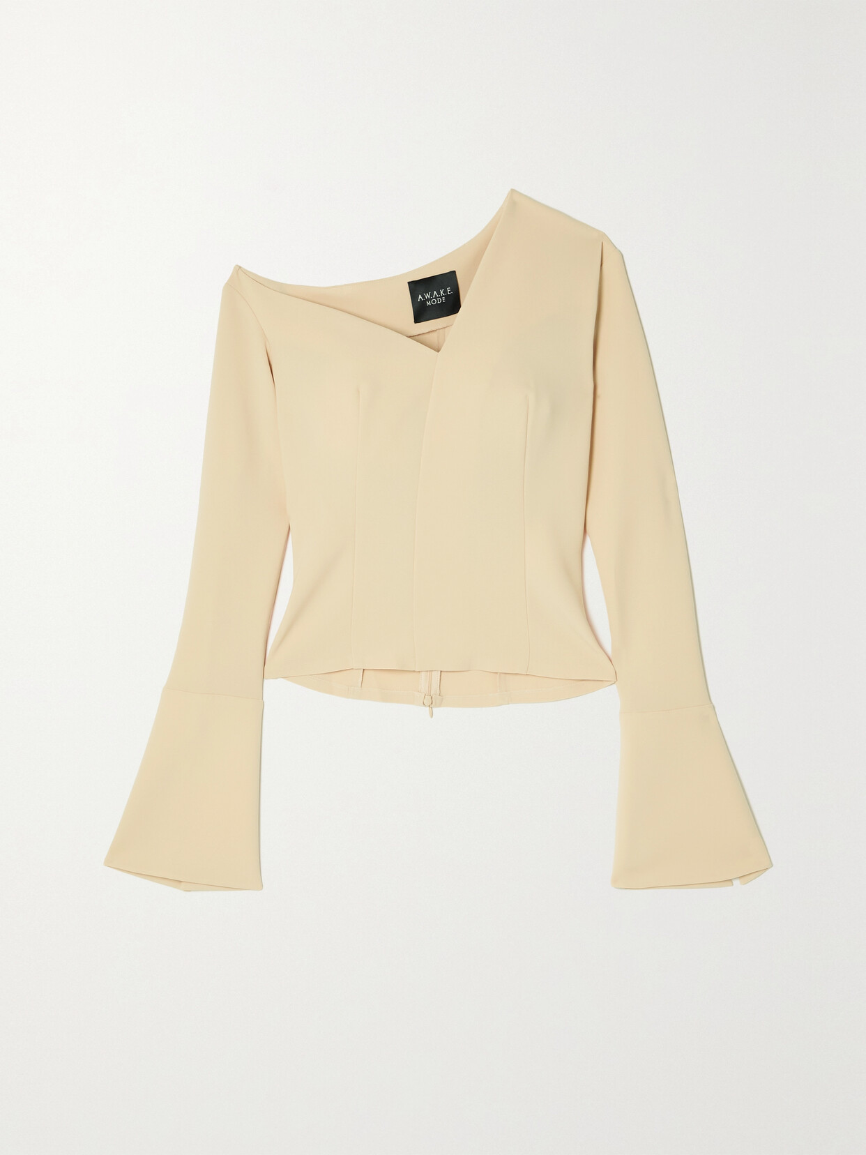 Shop A.w.a.k.e. Asymmetric Stretch-cady Top In Neutrals