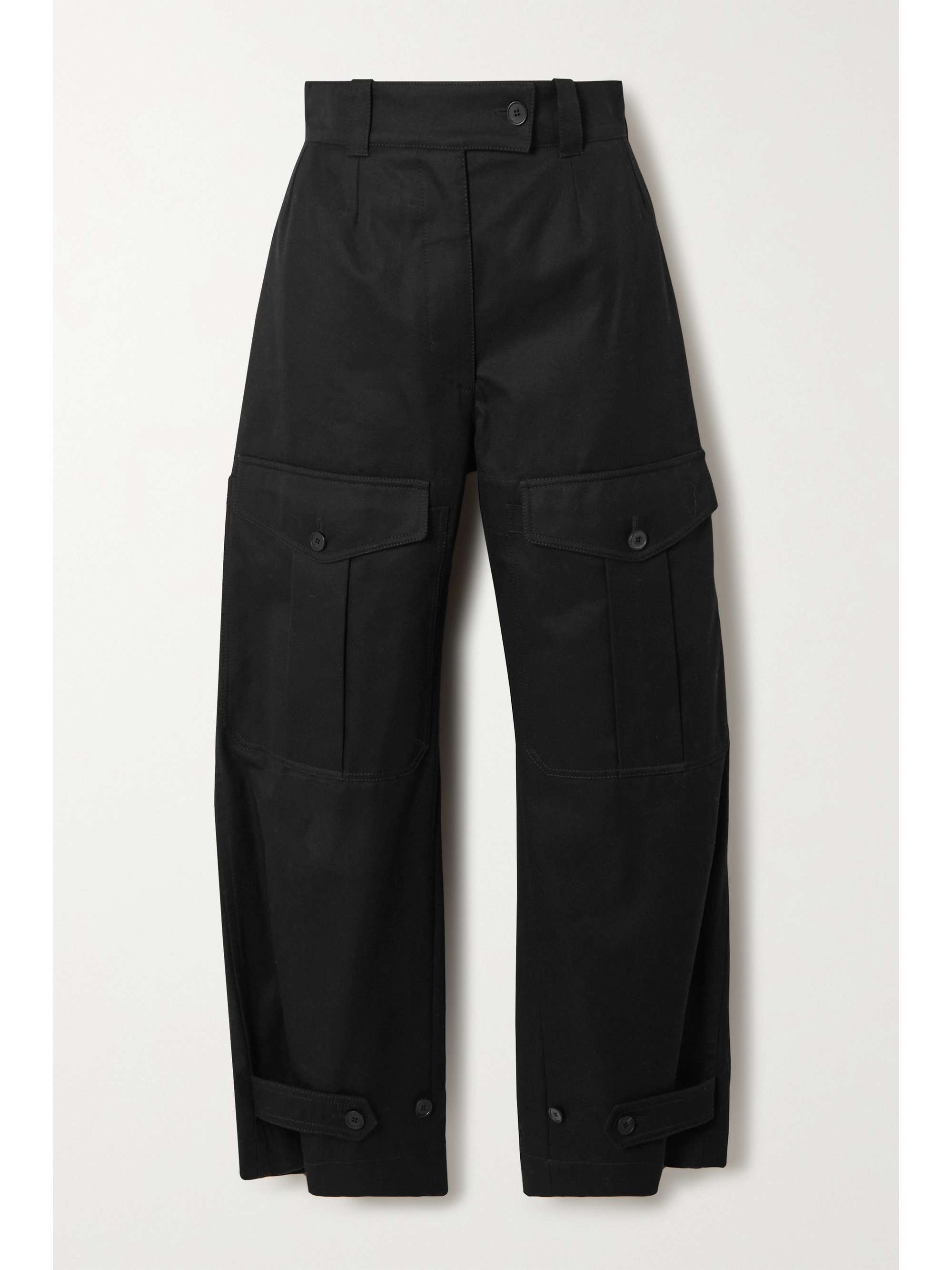 Black Cotton-twill straight-leg cargo 