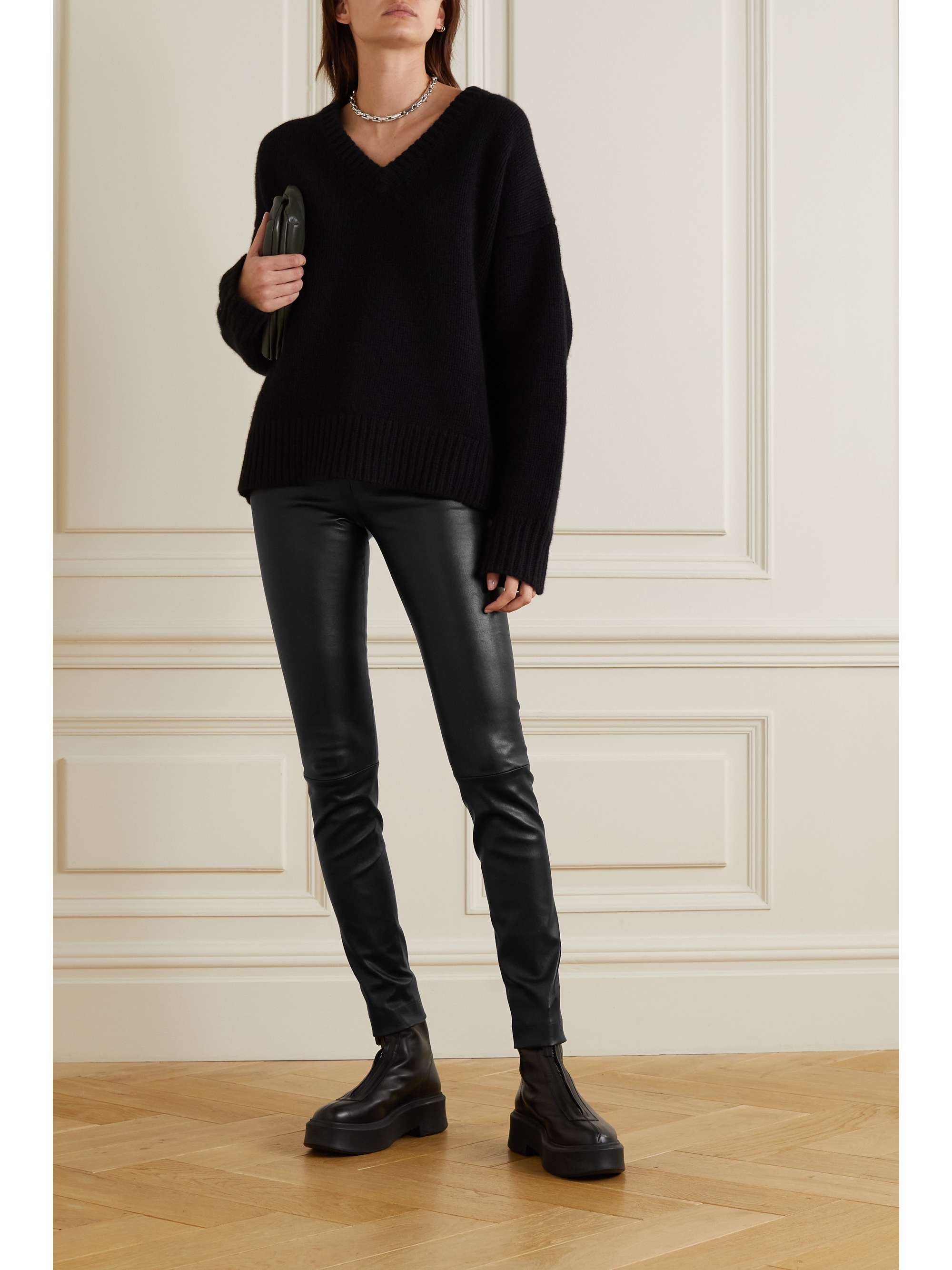 THE ROW Moto leather leggings
