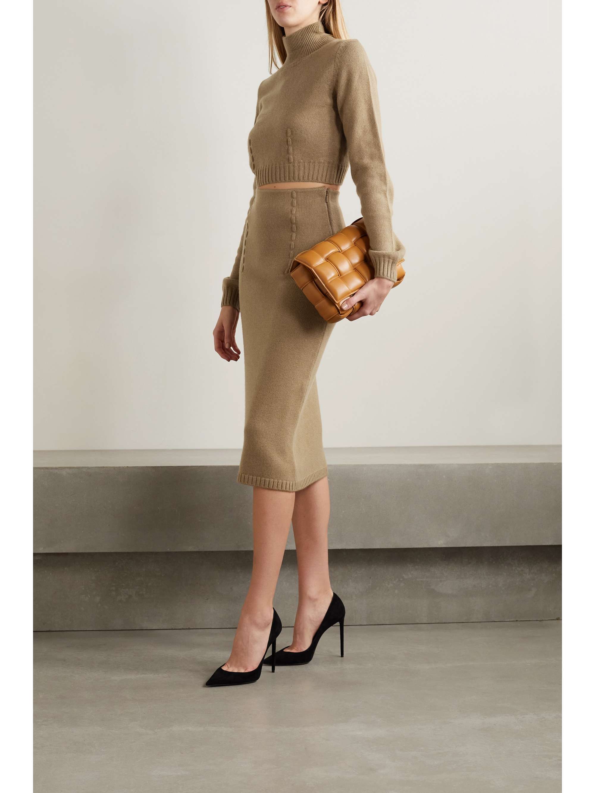 FENDI Cashmere-blend midi skirt