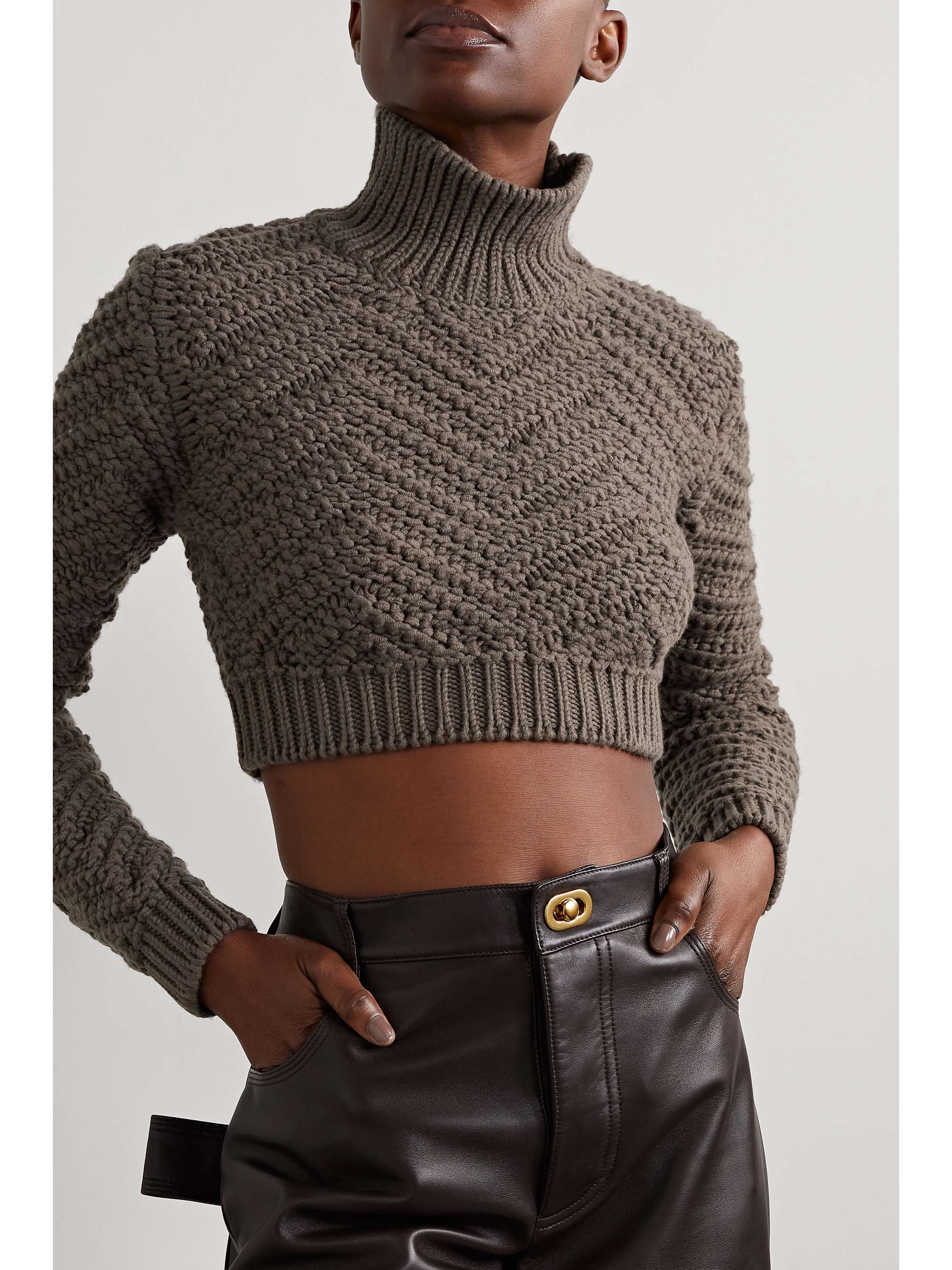 FENDI Cropped wool turtleneck sweater NETAPORTER