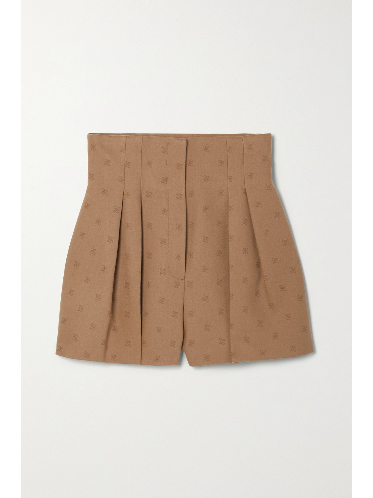 FENDI PLEATED WOOL-BLEND JACQUARD SHORTS